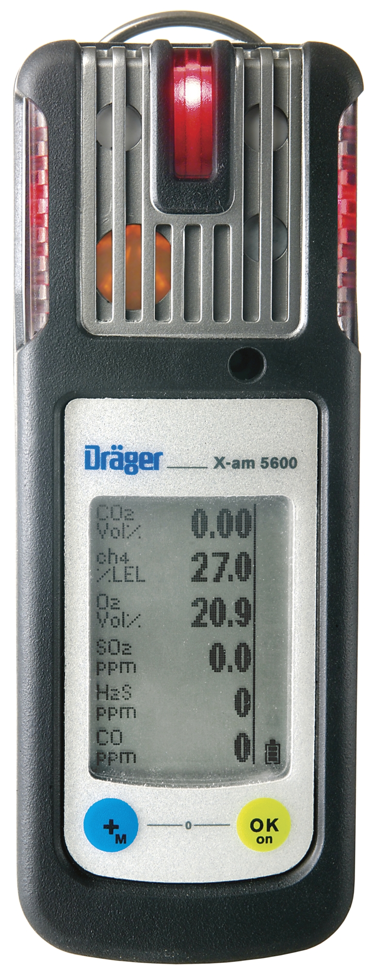 Preview: Dräger® X-am® 5600 Mehrgasmessgerät 8326580, Sensoren: IR EX/CO2, CO LC/H2S LC, O2, 1 bis 6 Gase Messgerät, IP 67 Wasserdicht, Für die Freimessung von Kanälen, Schächten und geschlossenen Räumen