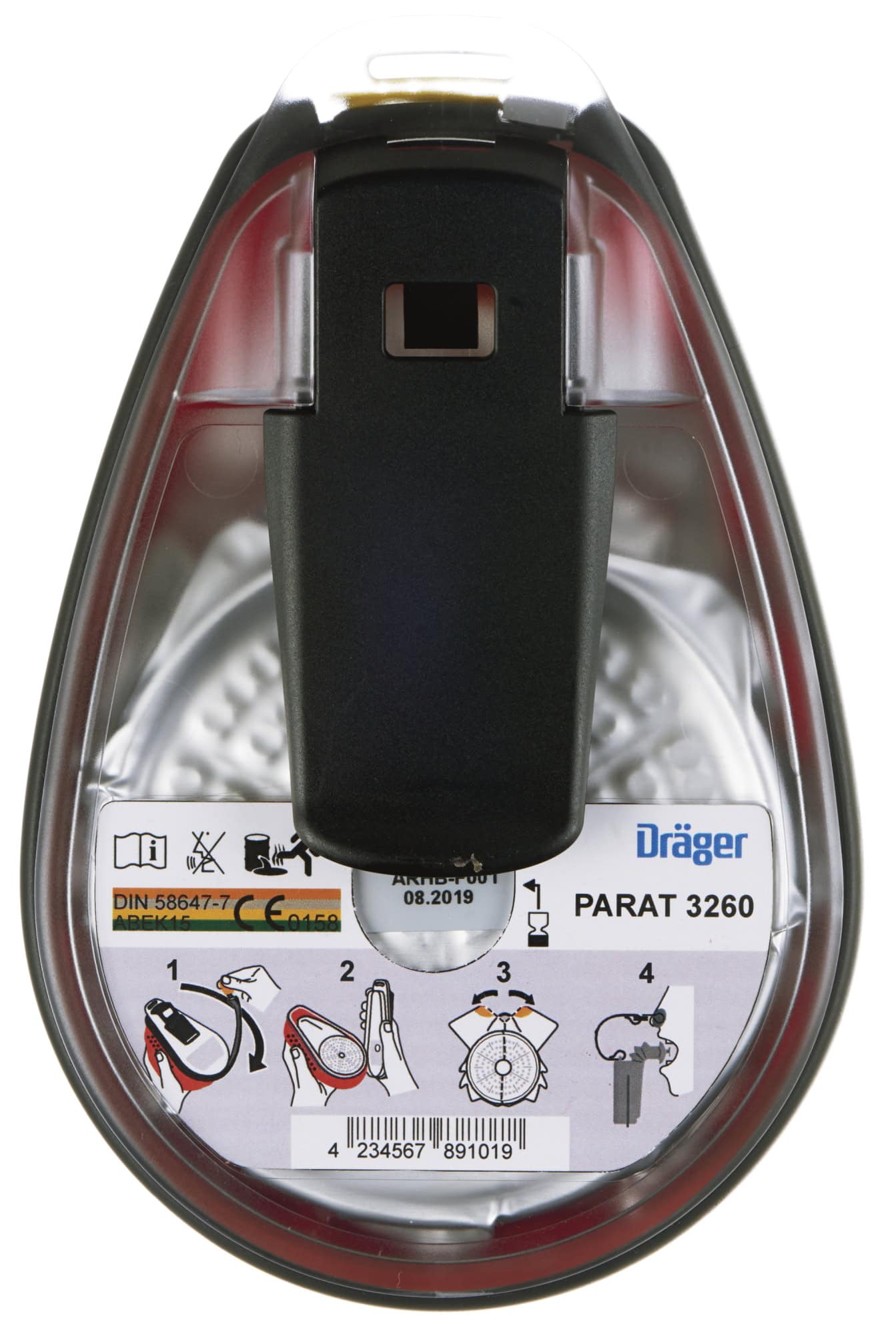 Dräger® PARAT® 3260 Flucht Filtergerät 3704479, ABEK15 Filter für mind. 15 Min. Schutz, Filter eingeschweißt, Universalgröße, Flucht Filtergerät zum Schutz gegen organische, anorganische, saure Gase & Dämpfe, Ammoniak & org. Ammoniakderivate