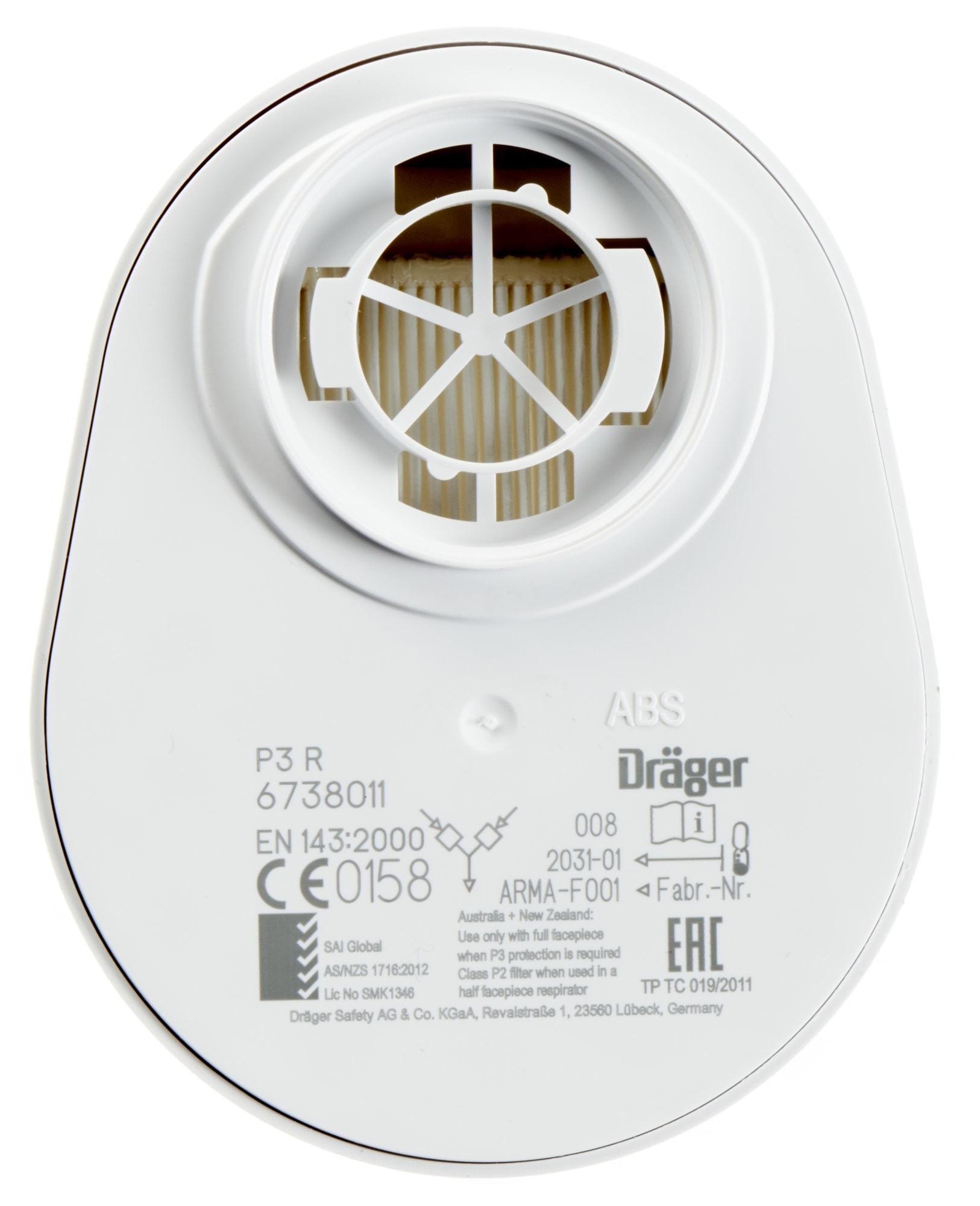 Dräger® X-plore® Partikelfilter 6738011, P3 R, Kunstoff Gehäuse, Dräger® Bajonett-Klick Anschluss, Partikelfilter gegen feste & flüssige Partikel