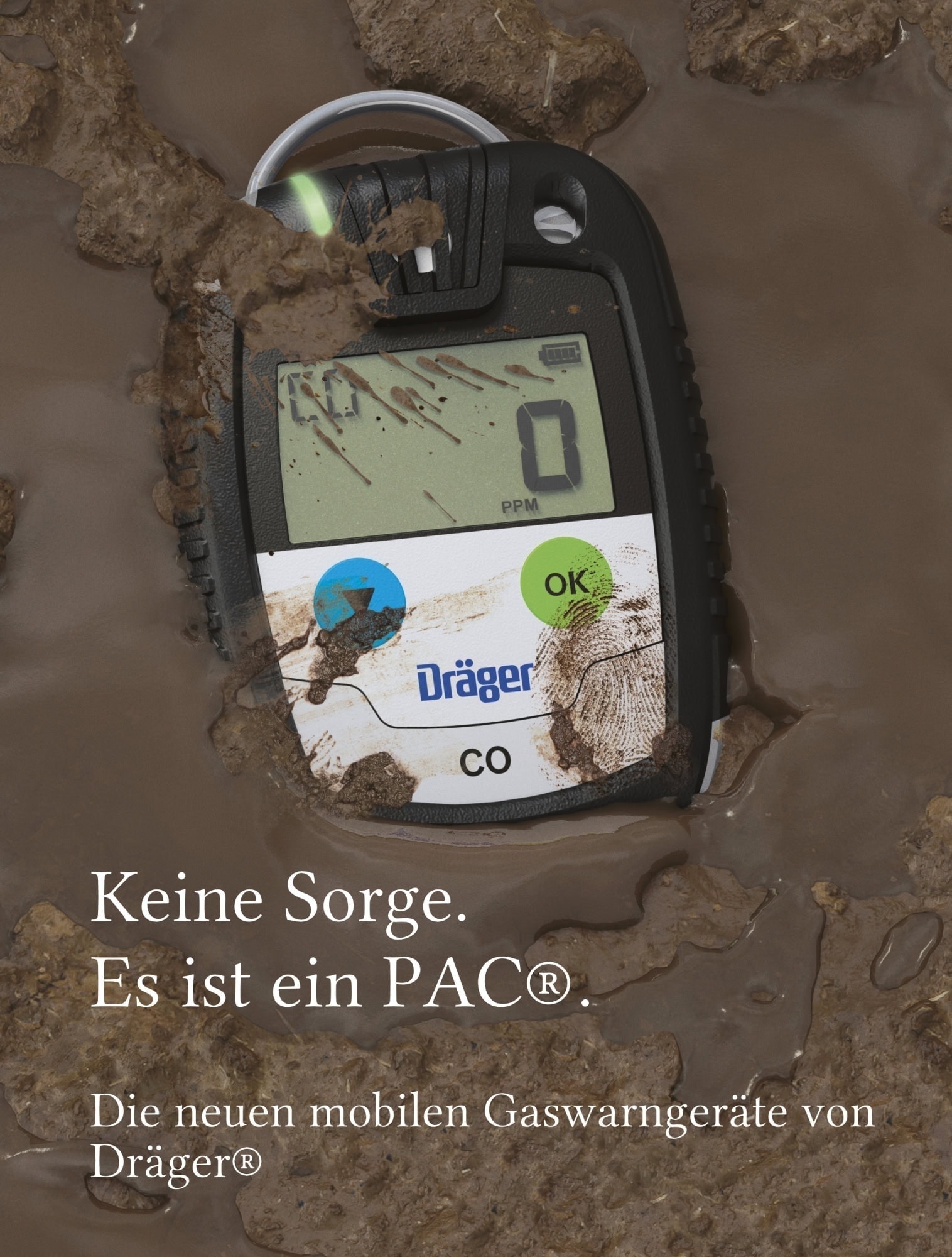 Dräger® Pac® 8500 2-in Eingasmessgerät 8326365, Dual Sensor: H2S/CO, IP 68 Staub & Wasserdicht, Mobiles Gaswarngerät für Schwefelwasserstoff (H2S) und Kohlenstoffmonoxid (CO)