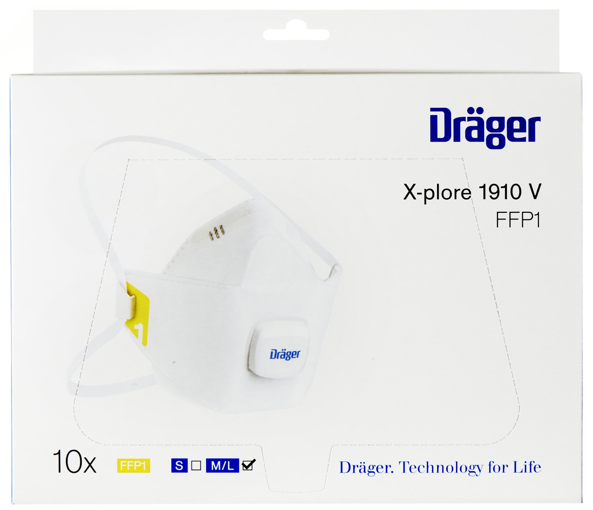 Dräger® X-plore® Atemschutzmaske / Partikelmaske 1910V FFP1 NR D 3951916, Größe S, Ideal für Brillenträger, Hygienisch einzelverpackt, Wirksamer Schutz gegen Stäube und Partikel bei hohem Tragekomfort