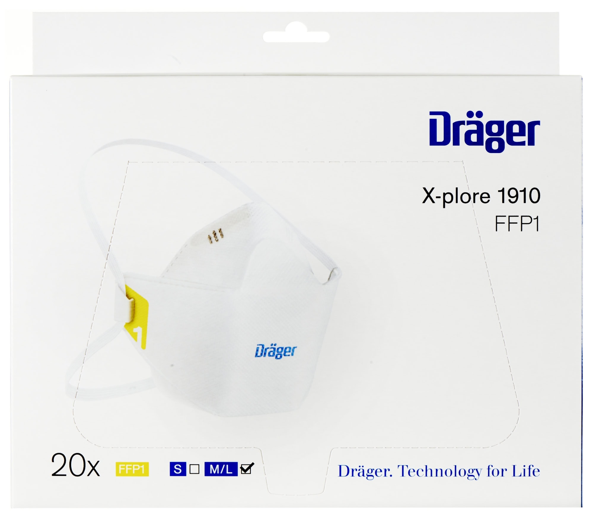 Dräger® X-plore® 1910 FFP1 NR D Atemschutzmaske / Partikelmaske 3951910, Größe M/L, Ideal für Brillenträger, Hygienisch einzelverpackt, Wirksamer Schutz gegen Stäube und Partikel bei hohem Tragekomfort