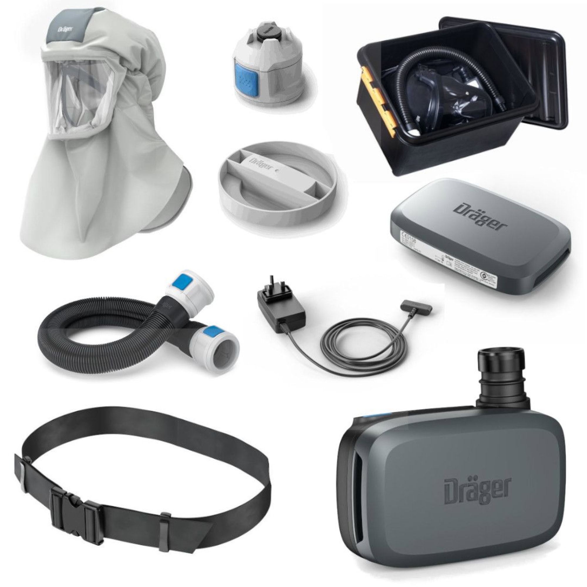 Dräger® X-plore® 8300 Eichenprozessionsspinner Gebläseatemschutz Set VN02090, EPS Set, TH3/TM3, 8 - 11 Stunden Laufzeit, Partikelschutz, Schützt vor Brennhaaren, Teile: [R59870, R59600, 3732600, 3732610, 3732635, 3732641, 3732631, 3732632, R63425]