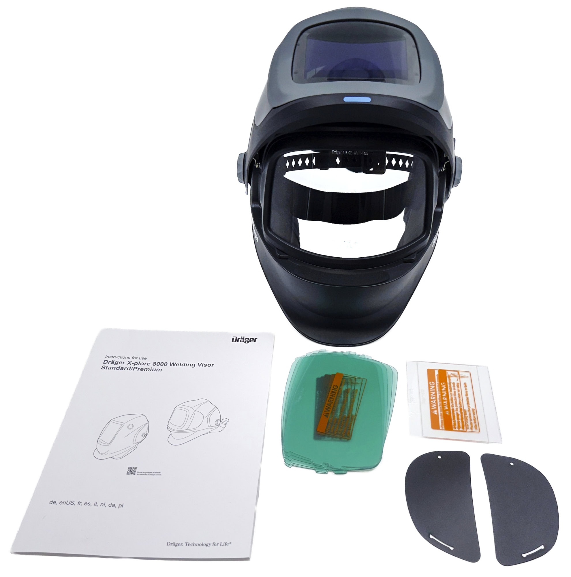Dräger® X-plore® 8500 Schweißer Set Premium 3722131, TH3, 4A/3B, Seitenfenster, Hochklapp Funktion, Kopfband + Textilkopfschutz