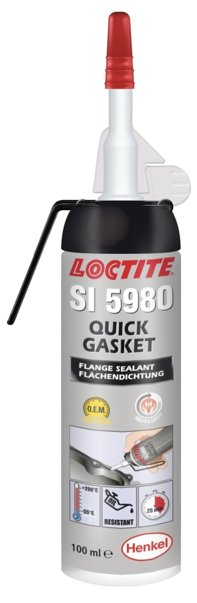 Henkel™ Loctite® Alkoxy Silikon Kleb- und Dichtstoff SI 5980, 100 ml Sprühdose, Schwarz, 1K, 2327036, Hohe Temperaturbeständigkeit