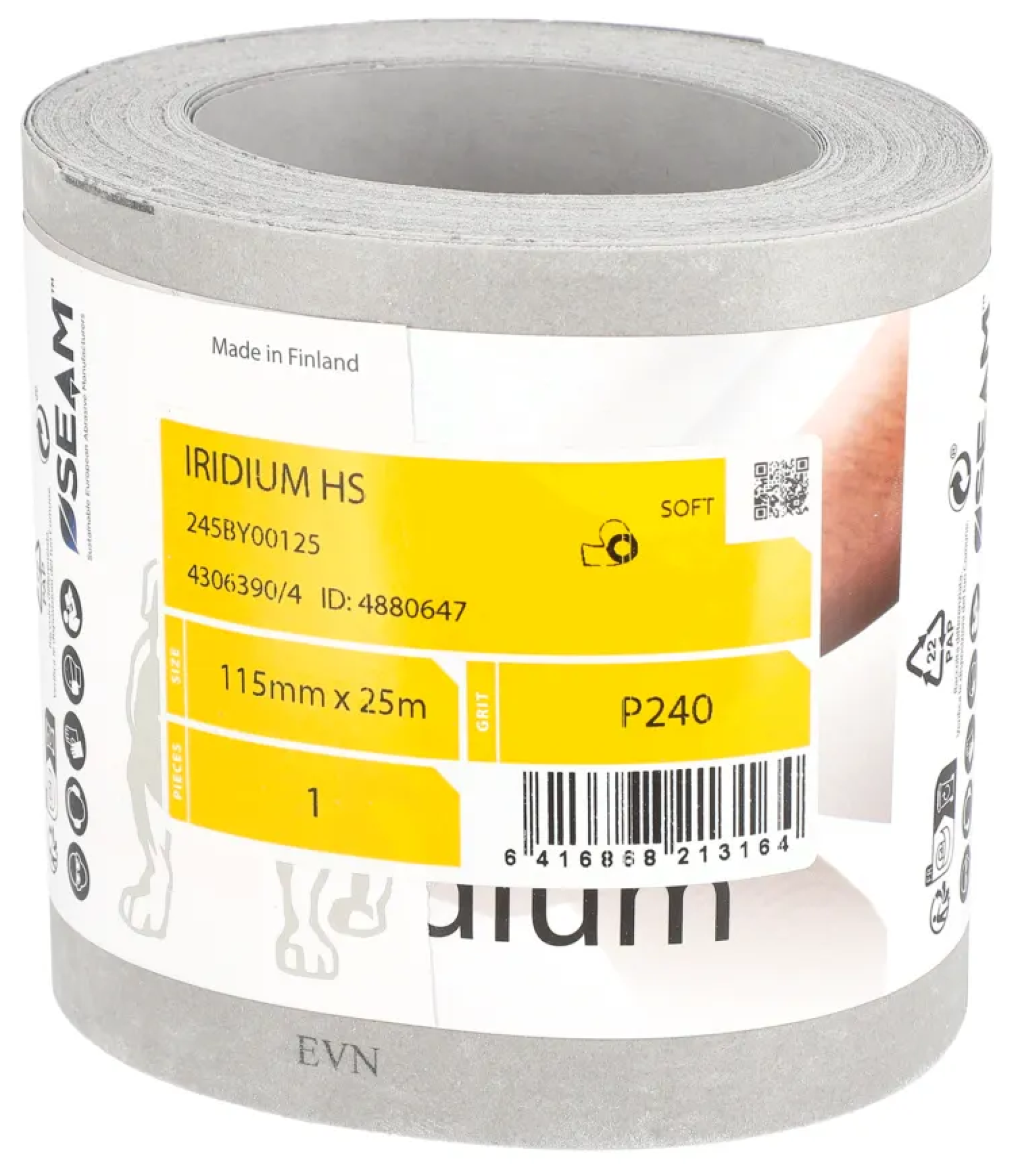 Mirka® Iridium® HS Schleifrolle 245BY00118, 115 mm x 25 m, P180, Kletthaftend, Mit Keramik- und Aluminiumkorn