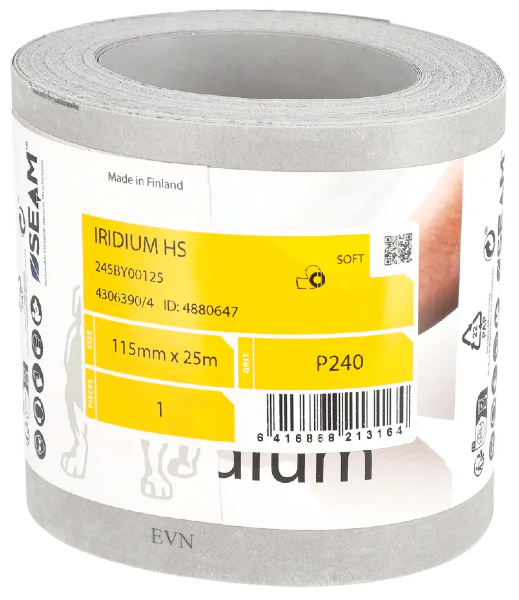 Mirka® Iridium® HS Schleifrolle 245BY00112, 115 mm x 25 m, P120, Kletthaftend, Mit Keramik- und Aluminiumkorn