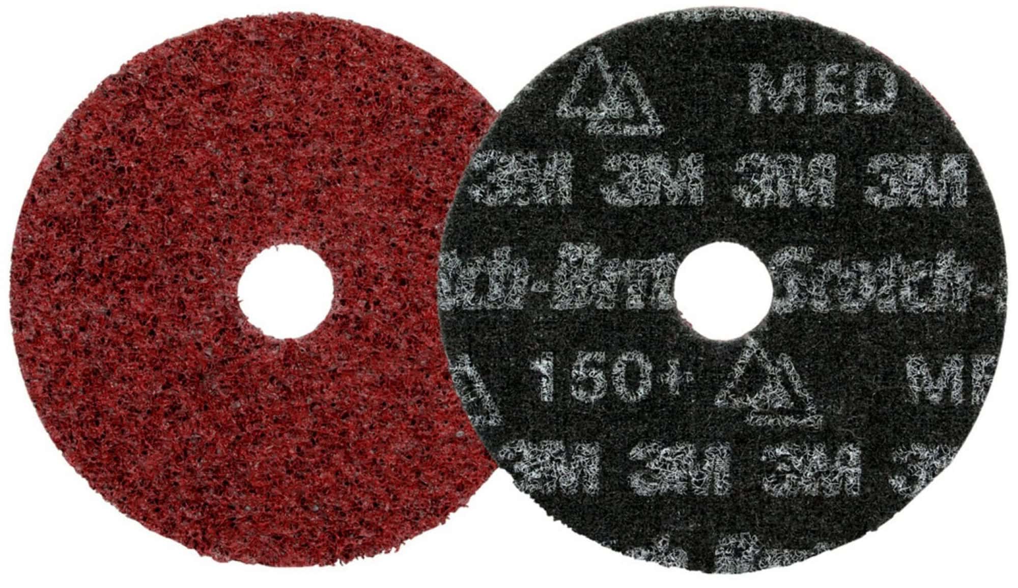 3M™ Scotch-Brite™ HD-DH Präzisions-Vliesscheibe HDDH9473, Ø 125 mm x 22 mm, 150+, K, Mittel, Rot, 12.000 U./Min., Kletthaftend, Mit Zentrierloch, Für Abtrags- und Finisharbeiten