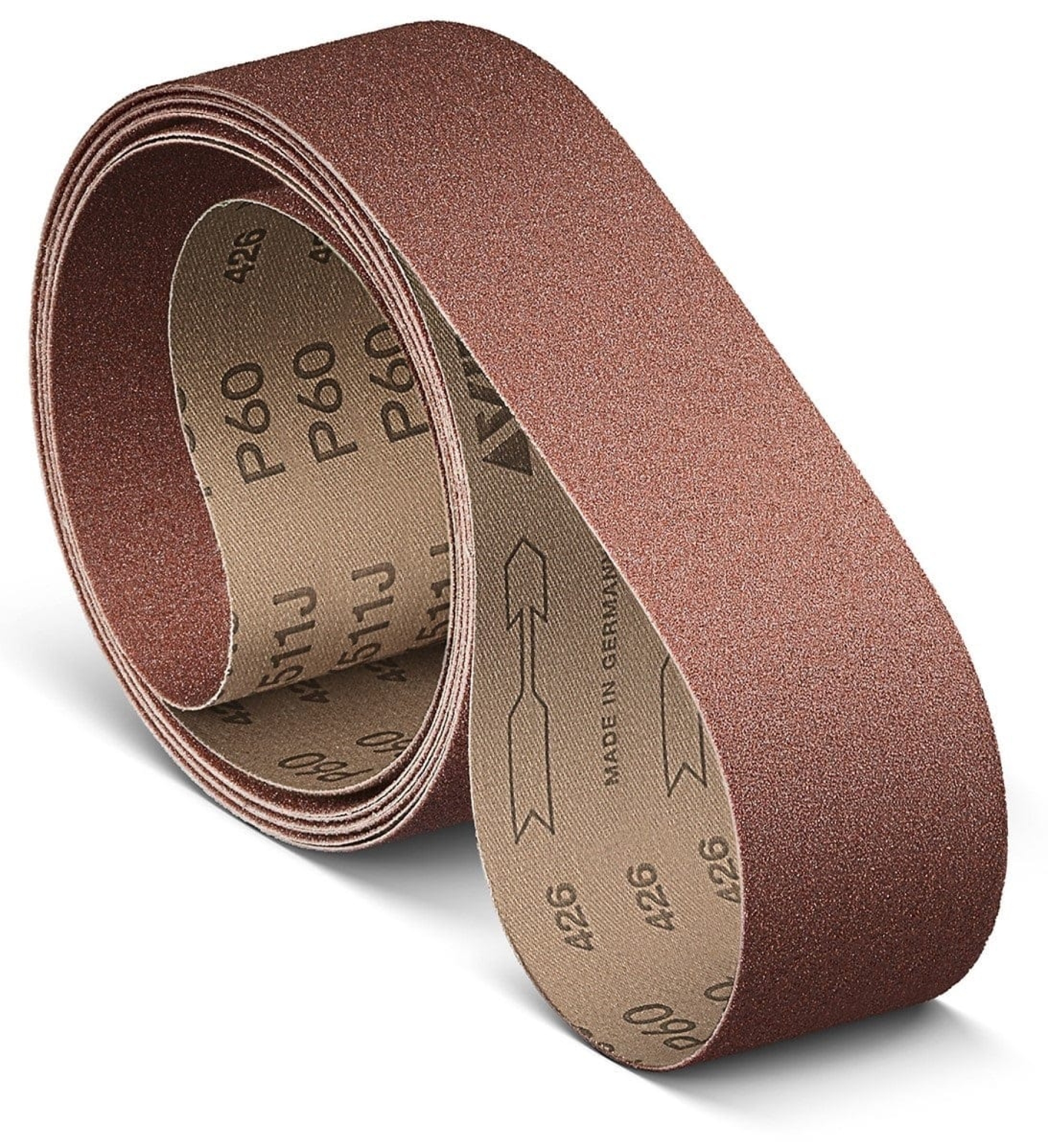 VSM ALUMINIUMOXID KK511J 748127, 50 mm x 3500 mm, A, P180, J-Baumwolle, Ausführung (E07), Rot-braun, Schmalband mit Aluminium, Für Edelstahl und NE-Metalle
