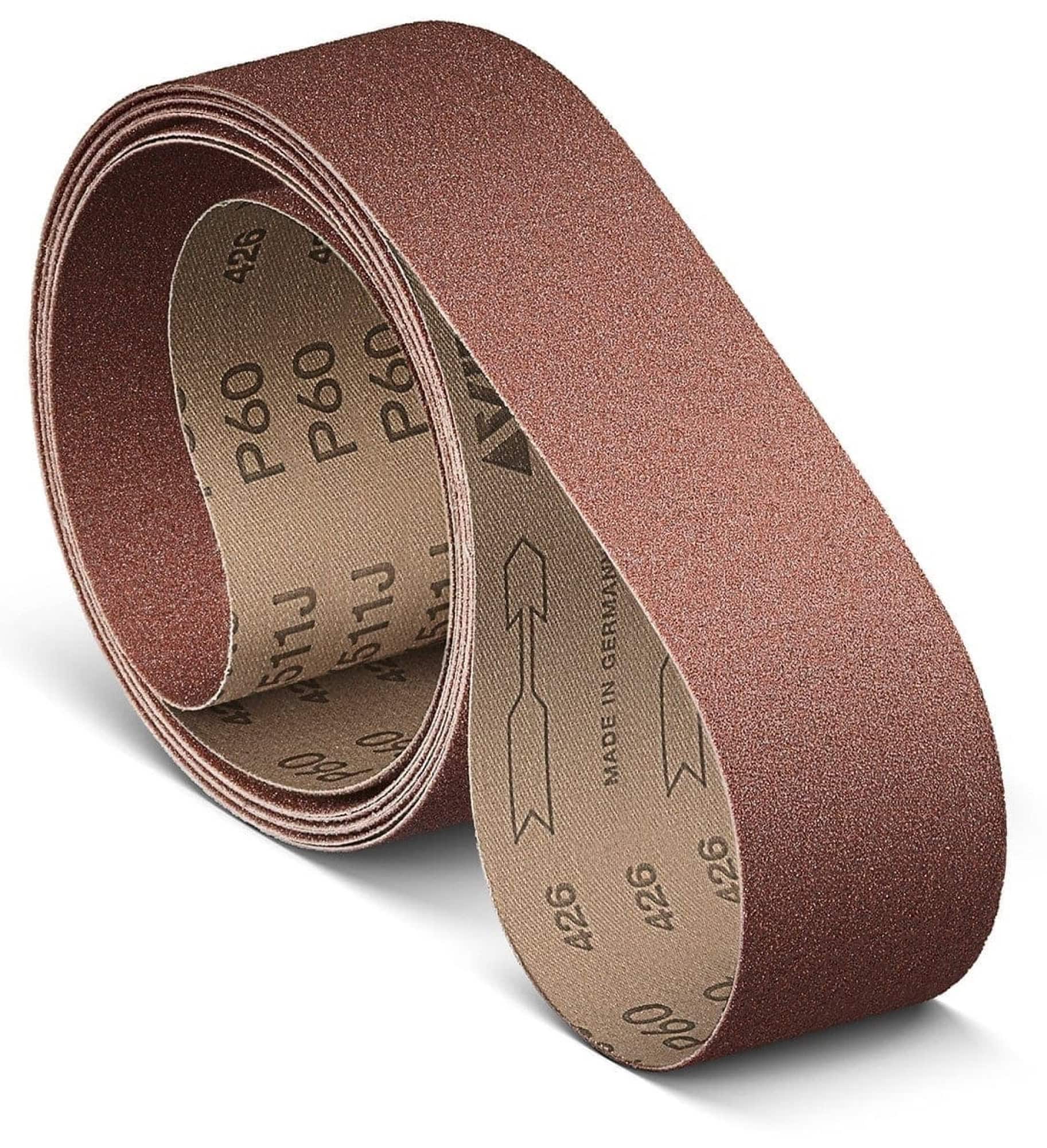 VSM ALUMINIUMOXID KK511J 707407, 50 mm x 3500 mm, A, P500, J-Baumwolle, Ausführung (E07), Rot-braun, Schmalband mit Aluminium, Für Edelstahl und NE-Metalle