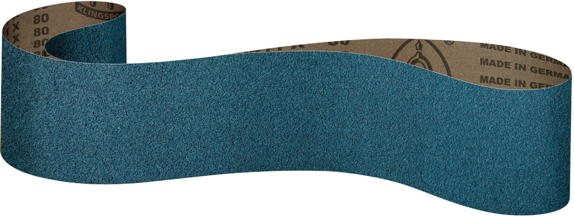 KLINGSPOR CS 411 X Schleifband 372956, 90 mm x 395 mm, P80, Z, F4G, Zirkonkorund, Für universal Metall, Stahl und Edelstahl Schleifanwendungen