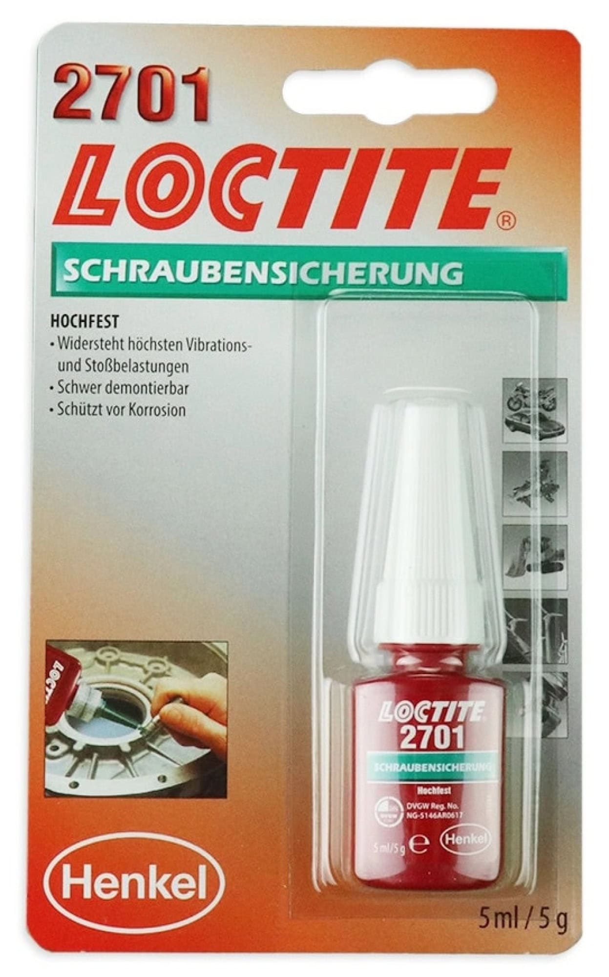 Henkel™ Loctite® Schraubensicherung 2701, 5 ml, Grün, 195911, besonders für galvanisierte Oberflächen geeignet