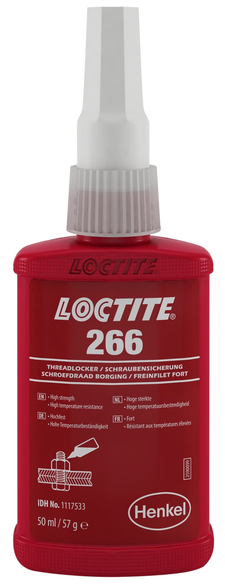 Henkel™ Loctite® 266 Schraubensicherung, 50 ml, Rot, Fest, 1117533, Für hohe Festigkeit und Temperaturbeständigkeit