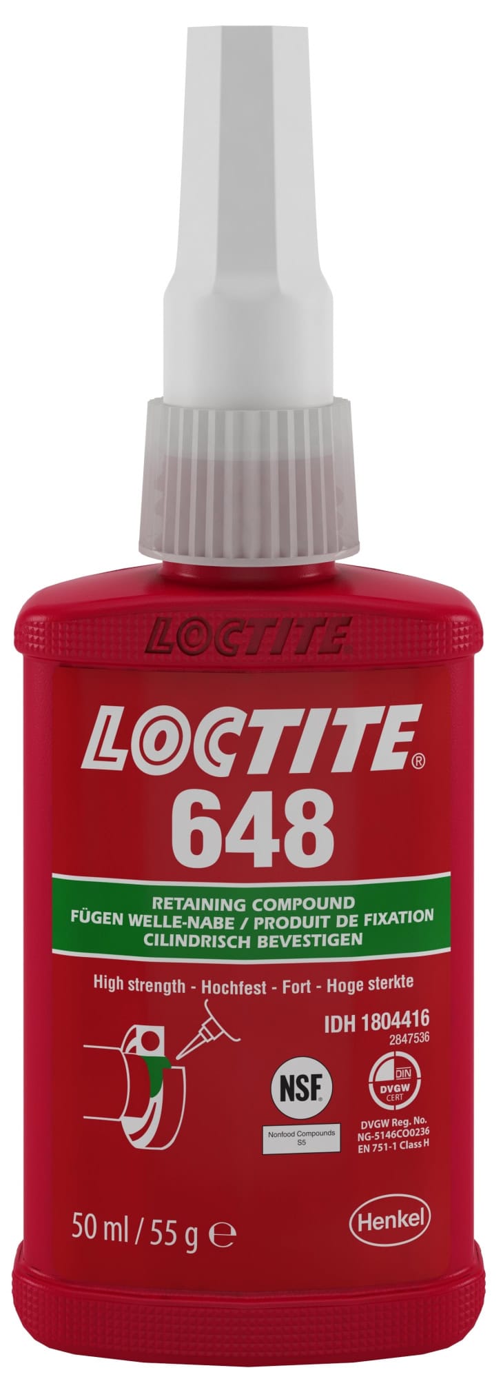 Henkel™ Loctite® 648 Fügeklebstoff, 50 ml, Grün, Hochfest, 1804416, Hohe Festigkeit auf allen Metallen, selbst auf passiven Werkstoffen
