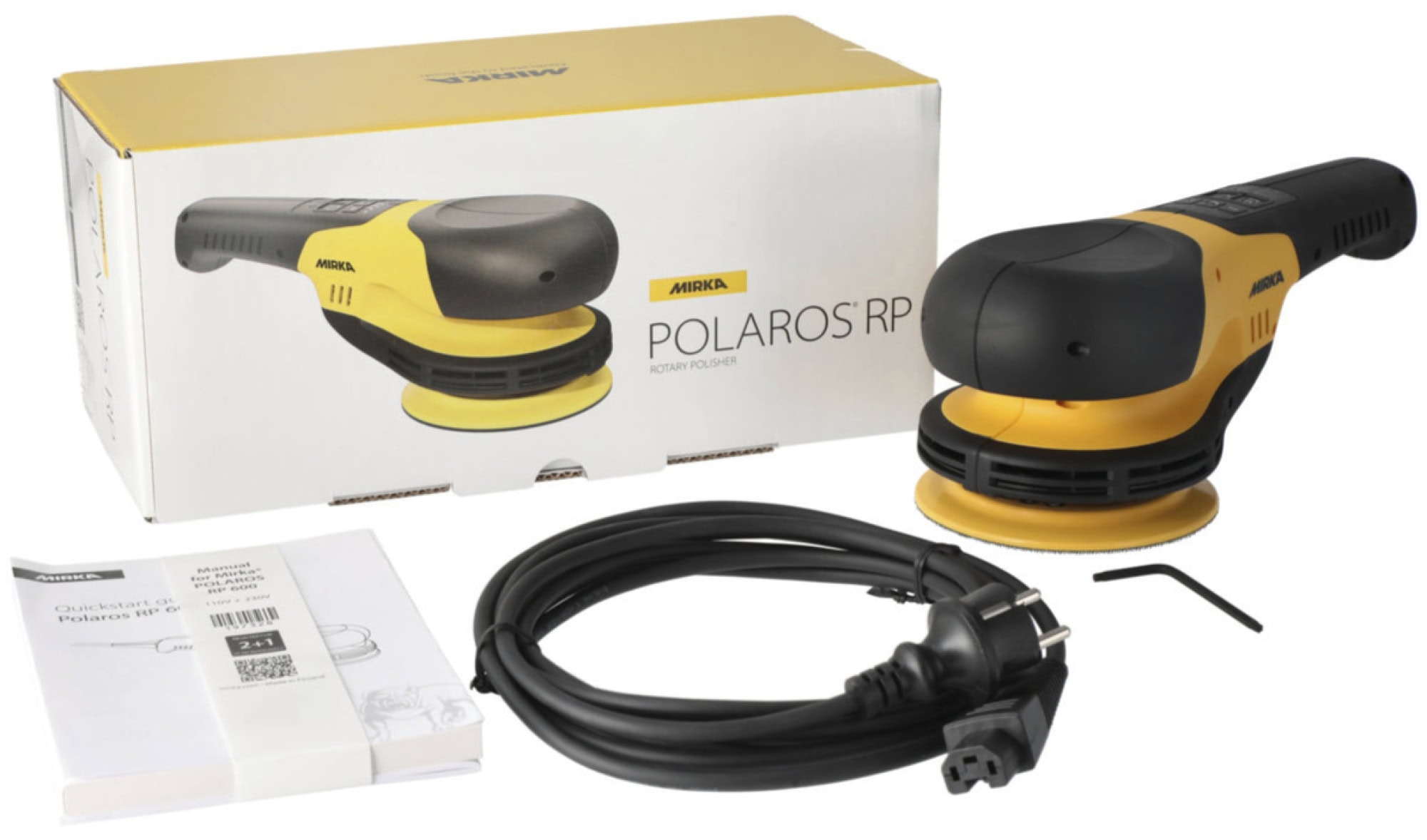 Preview: Mirka® POLAROS RP 600 Rotations Poliermaschine MRP6002100, Mit Case, Ø 150 mm, 0 mm Schleifhub, M4 Gewinde, Ohne Absaugung, 1 PS / 750 Watt, Für professionelle Polierarbeiten