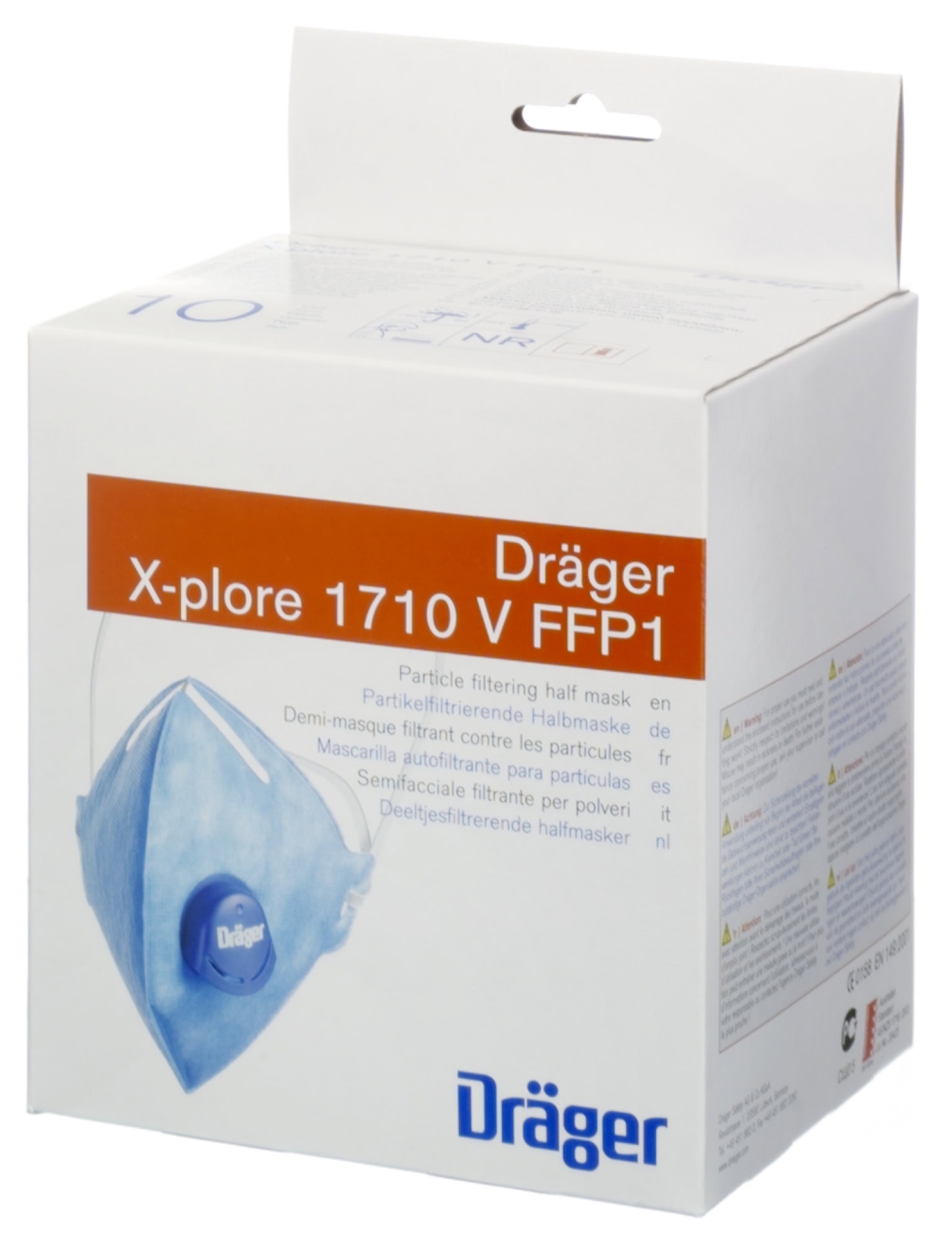 Dräger® X-plore® 1710V FFP1 NR D Atemschutzmaske / Partikelmaske 3951081, Universalgröße, Ausatemventil, Hygienisch einzelverpackt, Wirksamer Schutz gegen Stäube und Partikel bei hohem Tragekomfort