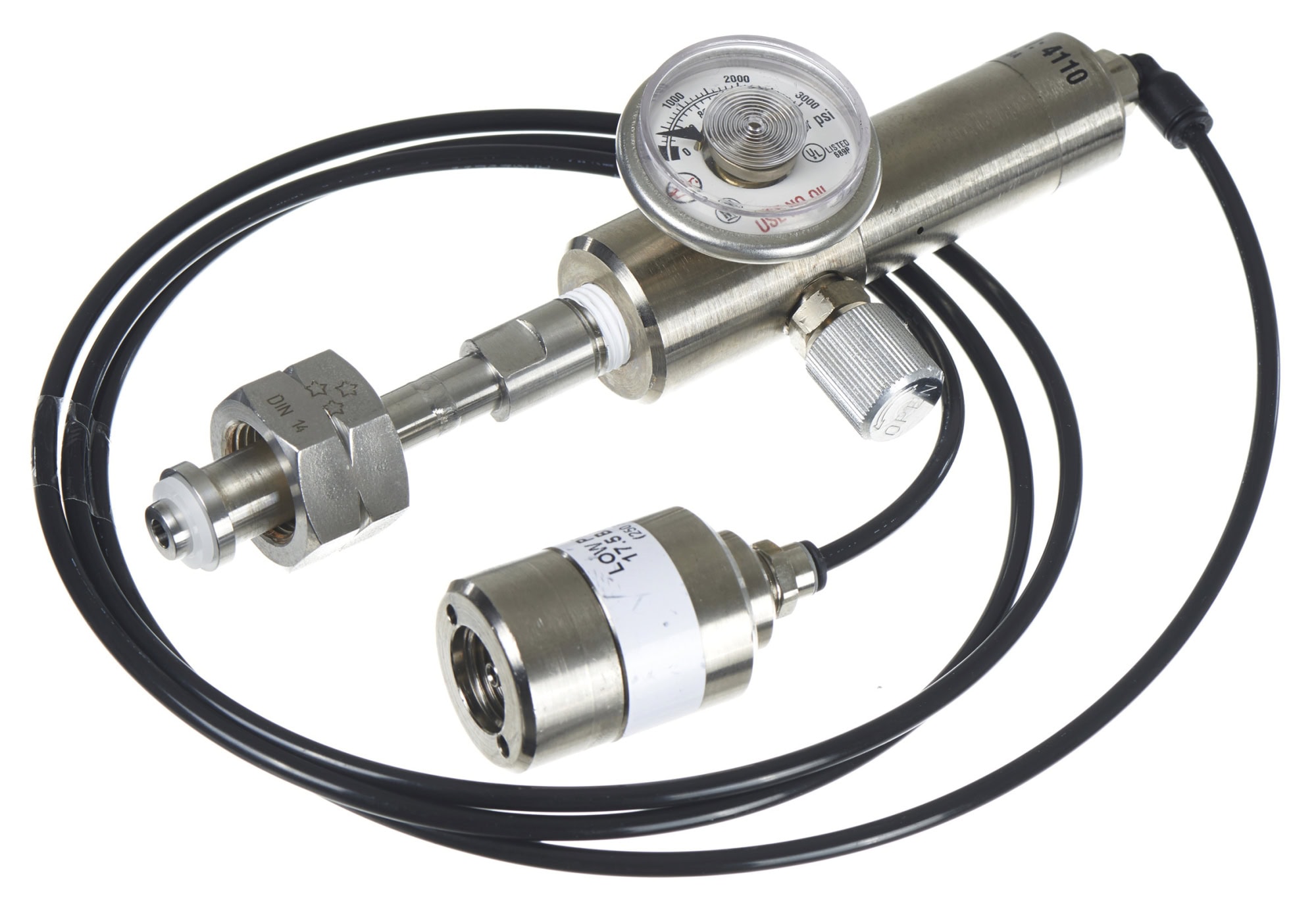Dräger® Bump Test Station Adapter zu DIN477 Flaschen, 6811869, Edelstahl, Manuelles Ventil, 0 bis 6 Liter/Min., Geeignet auch für reaktive Gase, Für Bump Test Stationen