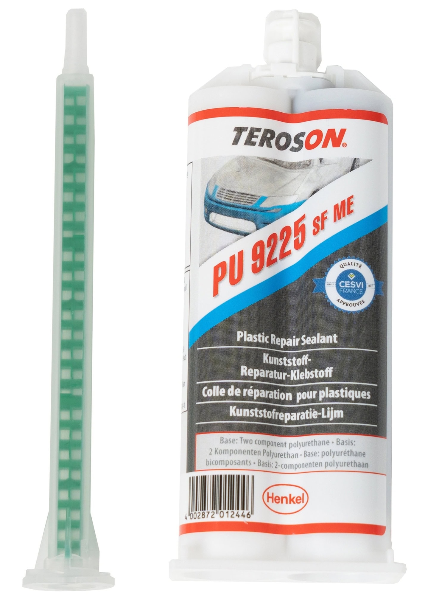 Henkel™ Teroson® PU 9225 SF ME Polyurethan Klebstoff, 50 ml, Grau, 1:1, Mittel, 2K, 882088, Für die Reparatur von Kunststoffteilen