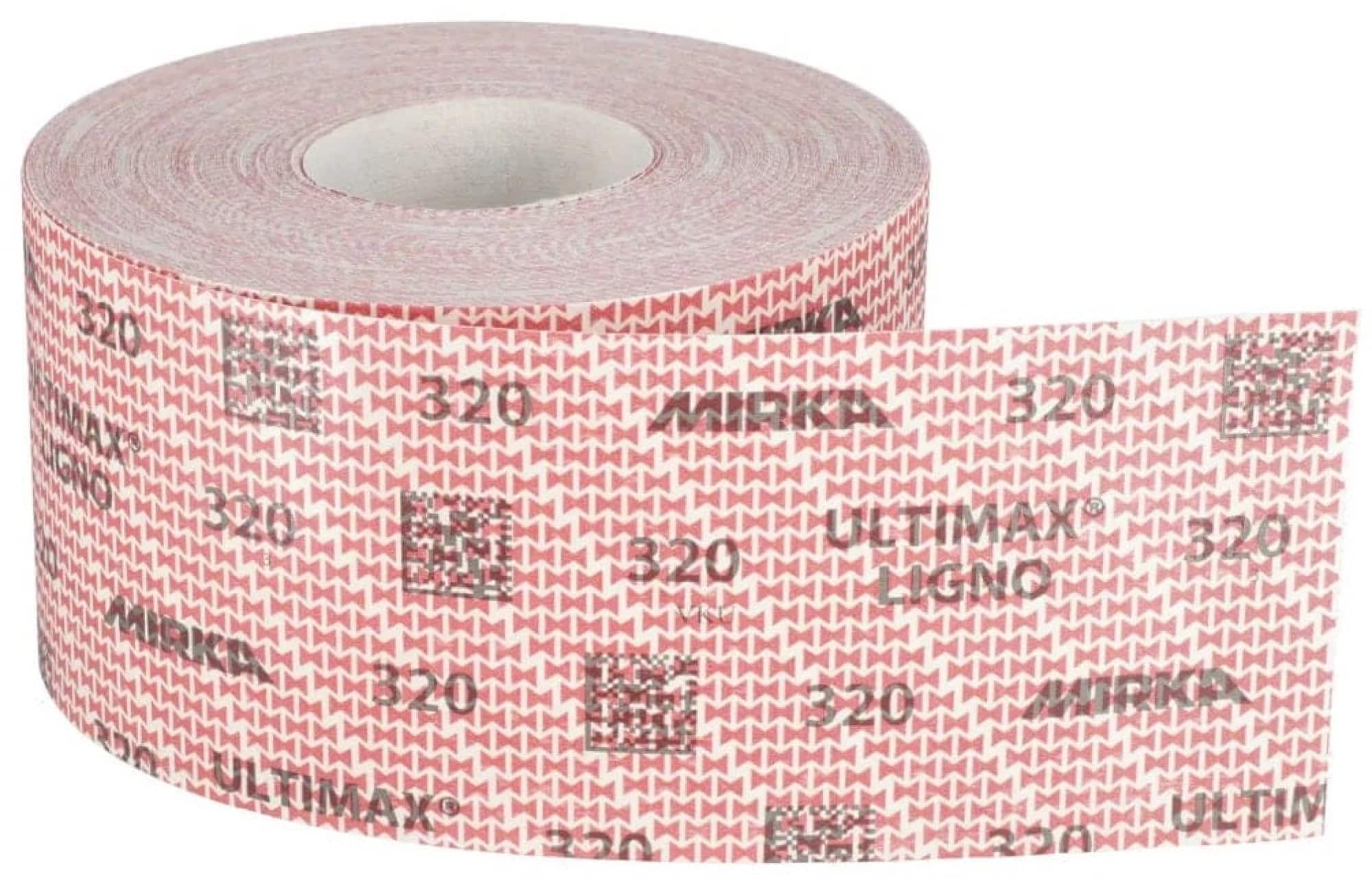 Mirka® Ultimax® Ligno Schleifrolle UL67200112, 115 mm x 50 m, P120, Ungelocht, Kletthaftend, Latex Papierschleifrollen mit Keramik- & Aluminiumkorn, Ideal für Holzschleifarbeiten