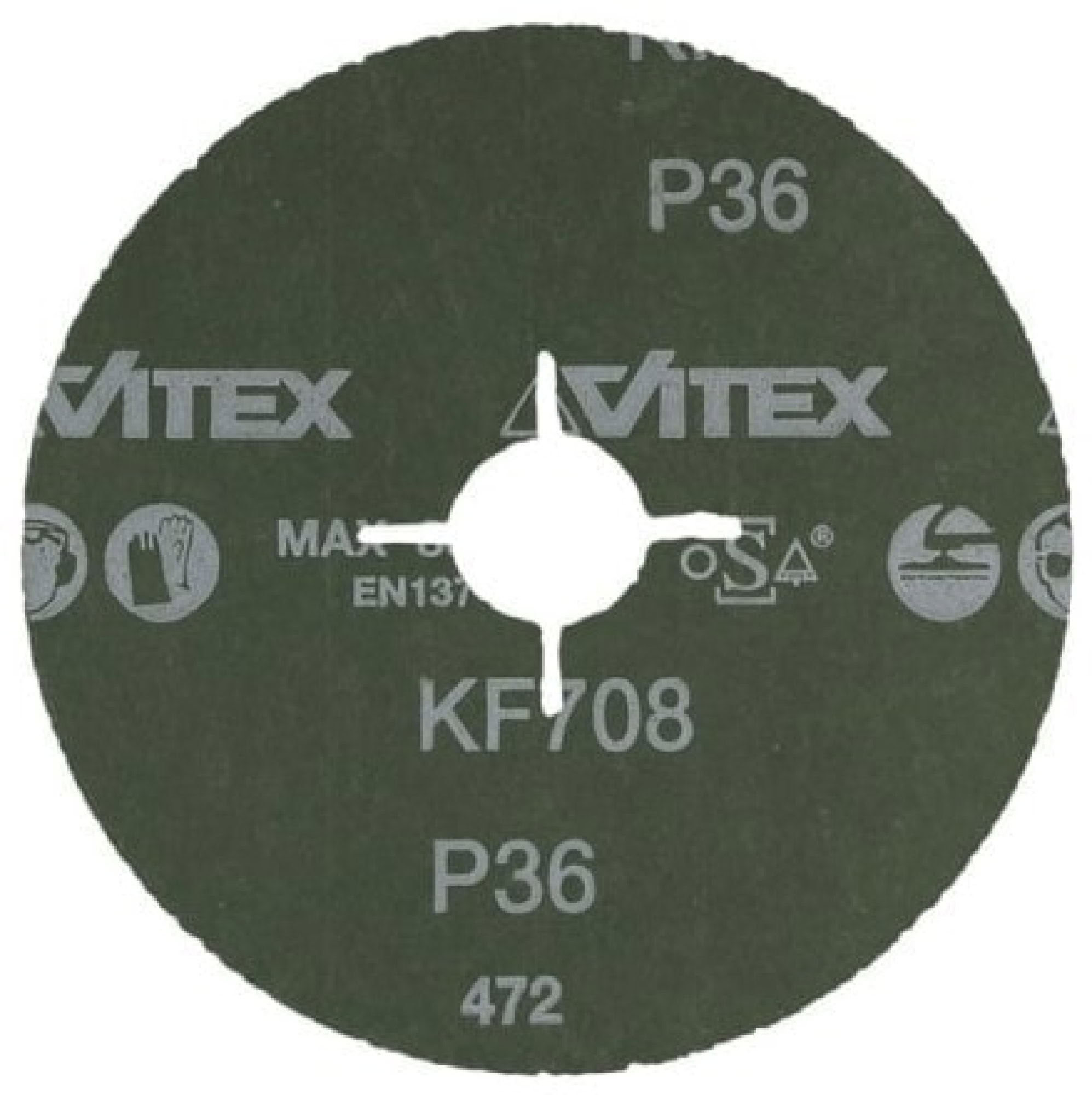 VSM ALUMINIUMOXID KF708 799285 Ø 115 mm x ø 22,23 mm, P36, 4-fach Schlitz Ausführung (S1E), 13.300 U./Min., Universelle Fiberscheibe aus Aluminiumoxid-Korn, Für unterschiedliche Werkstoffe