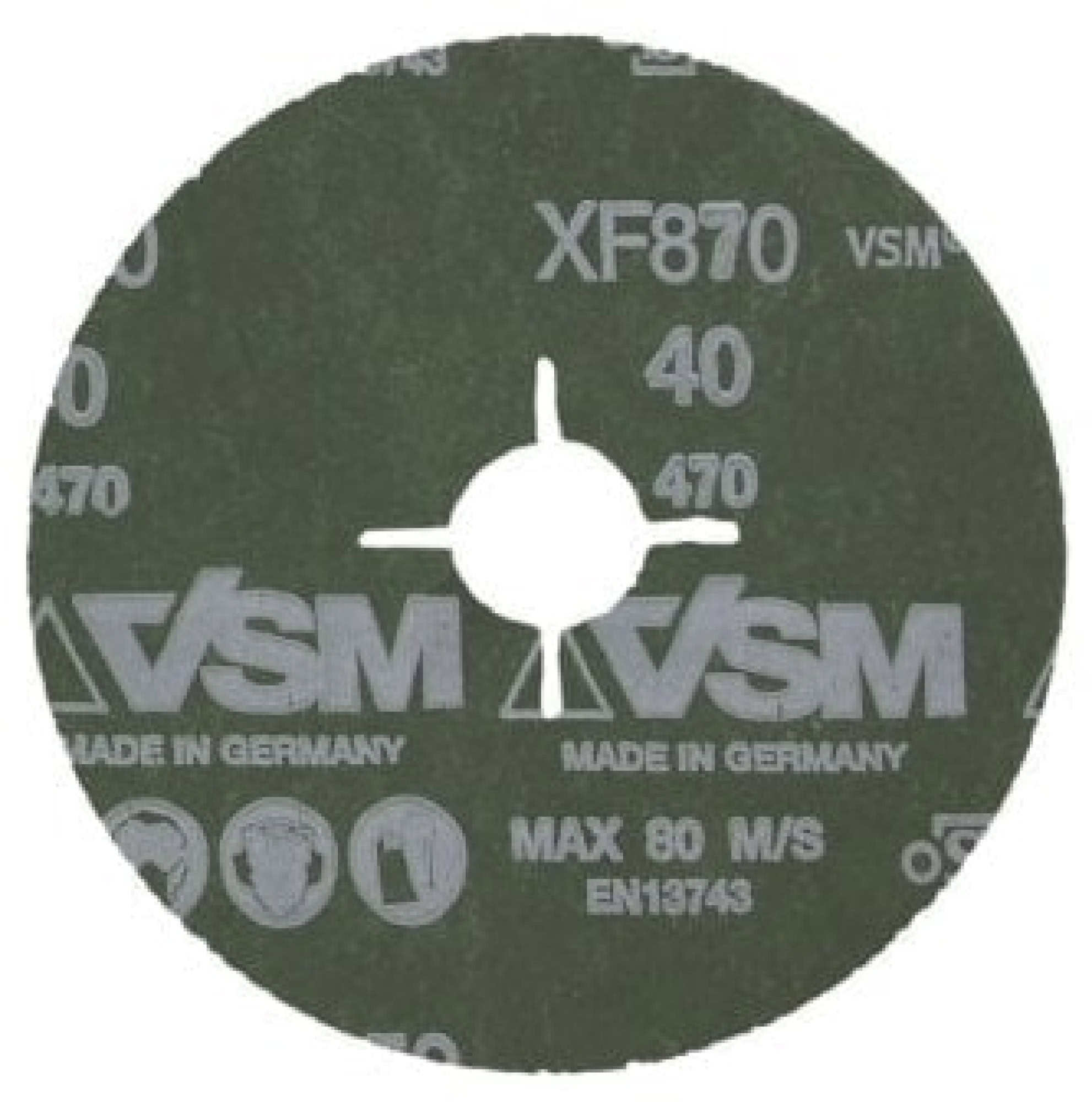 VSM CERAMICS XF870 731255, Ø115 mm x ø22,23 mm, P50, 4-fach Schlitz Ausführung (S1E), 13.300 U./Min., Fiberscheibe mit Keramikkorn, Für Edelstahl und andere Werkstoffe