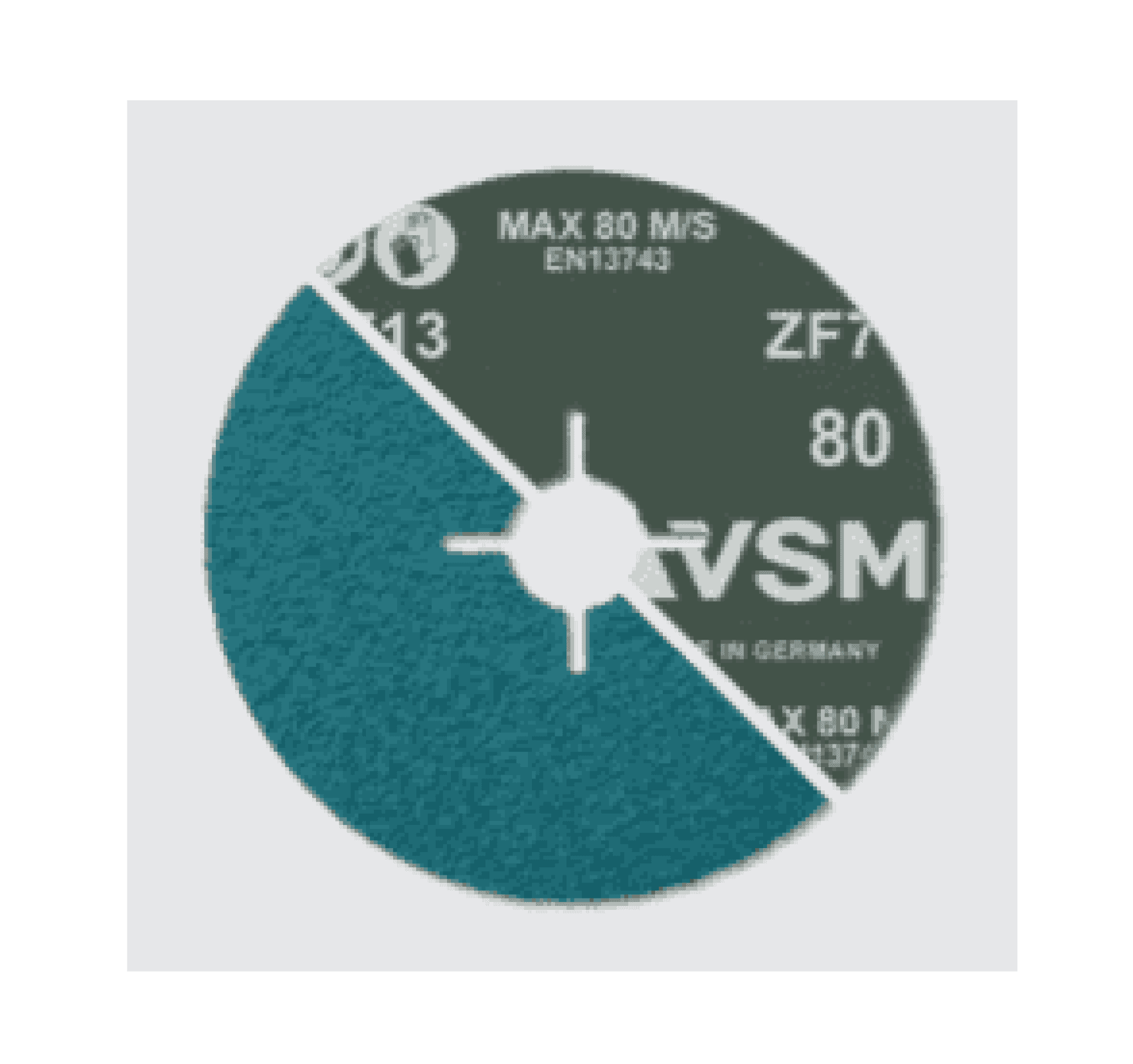 VSM ZIRKONKORUND ZF713 776790, Ø 180 mm x ø 22,23 mm, P60, 4-fach Schlitz Ausführung (S1E), 8.500 U./Min., Fiberscheibe für Abtragsarbeiten von Edelstahl und unlegierten Stahl