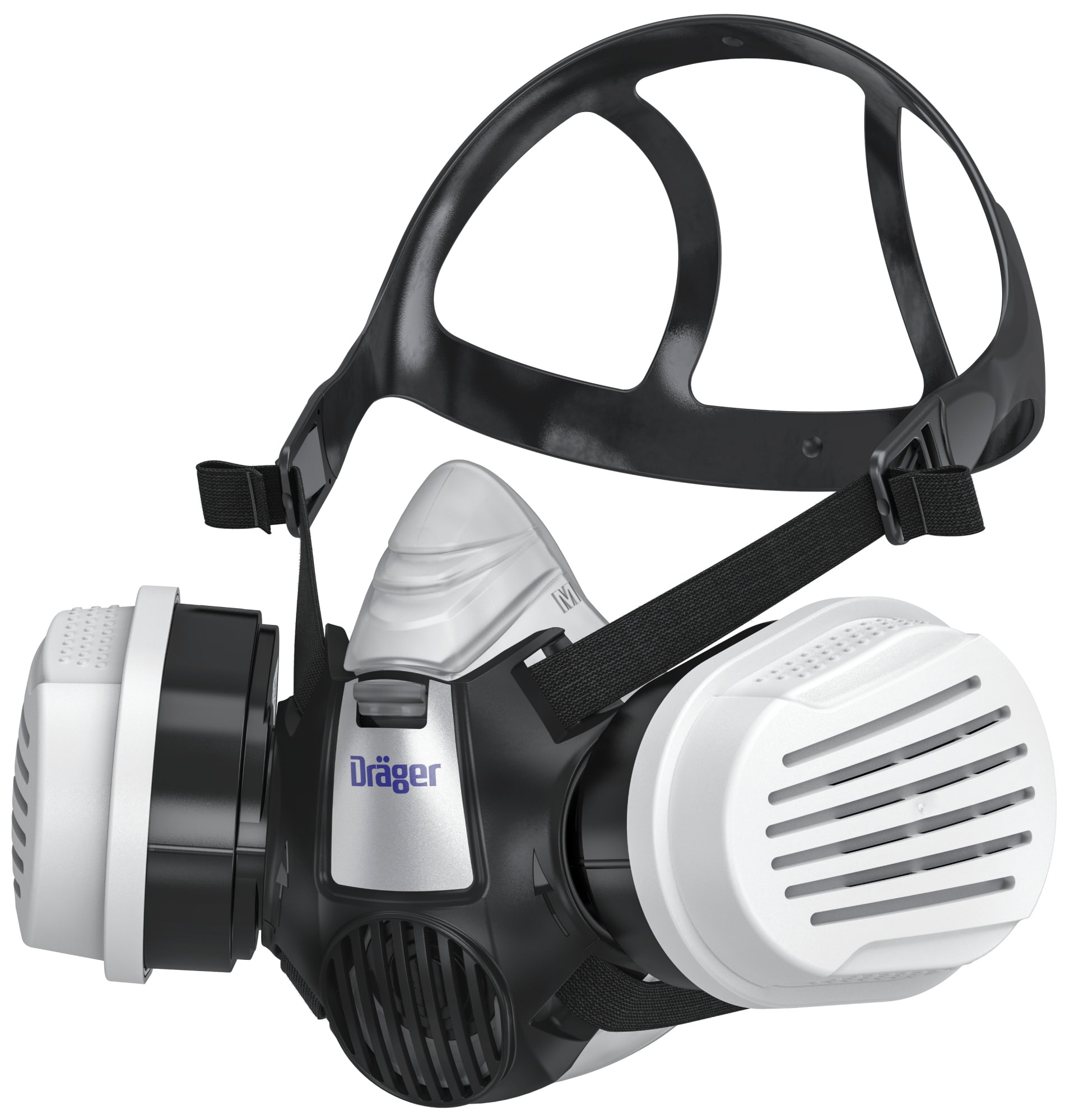 Dräger® X-plore® 3300 Gasmaske / Halbmaske Lackierer Set 3708069, Größe S, A2 P3 R D Kombinationsfilter, Soft TPE, Dräger® Bajonett-Klick Filteranschluss