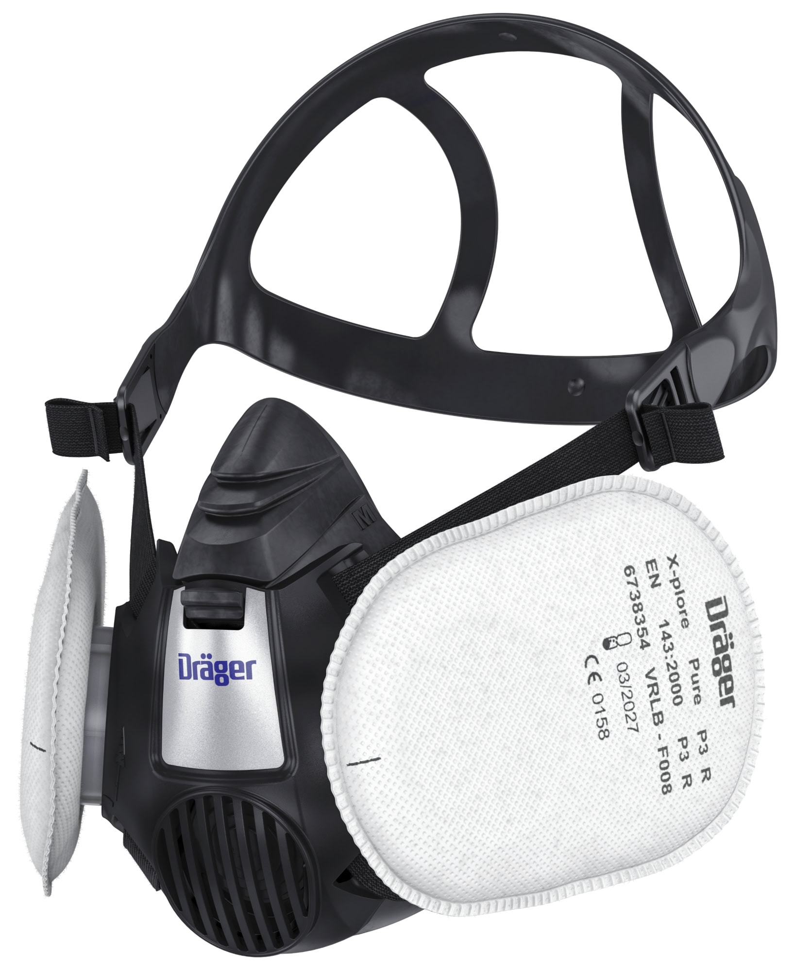 Dräger® X-plore® 3500 Gasmaske / Halbmaske Handwerker Set R56960, Größe M, P3 R D Partikelfilter, Dräger Flex, Dräger® Bajonett-Klick Filteranschluss