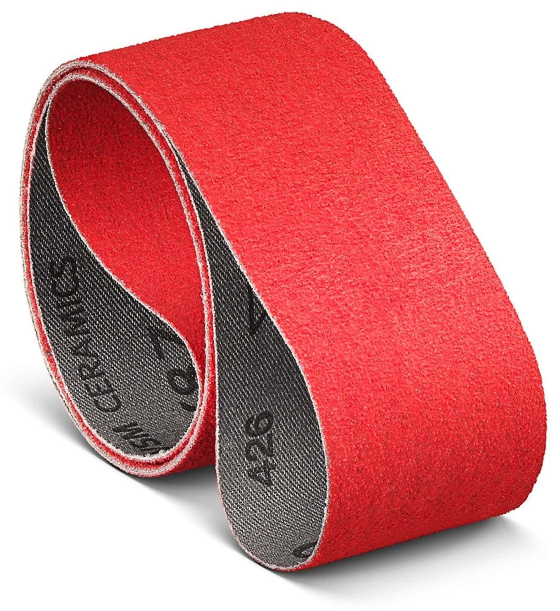 VSM CERAMICS XK870F 731341, 50 mm x 3500 mm, K, P80, F-Baumwolle, Ausführung (E07), Rot, Schmalband mit Keramikkorn und Aluminiumkorn, Für Unlegierter Stahl und Edelstahl