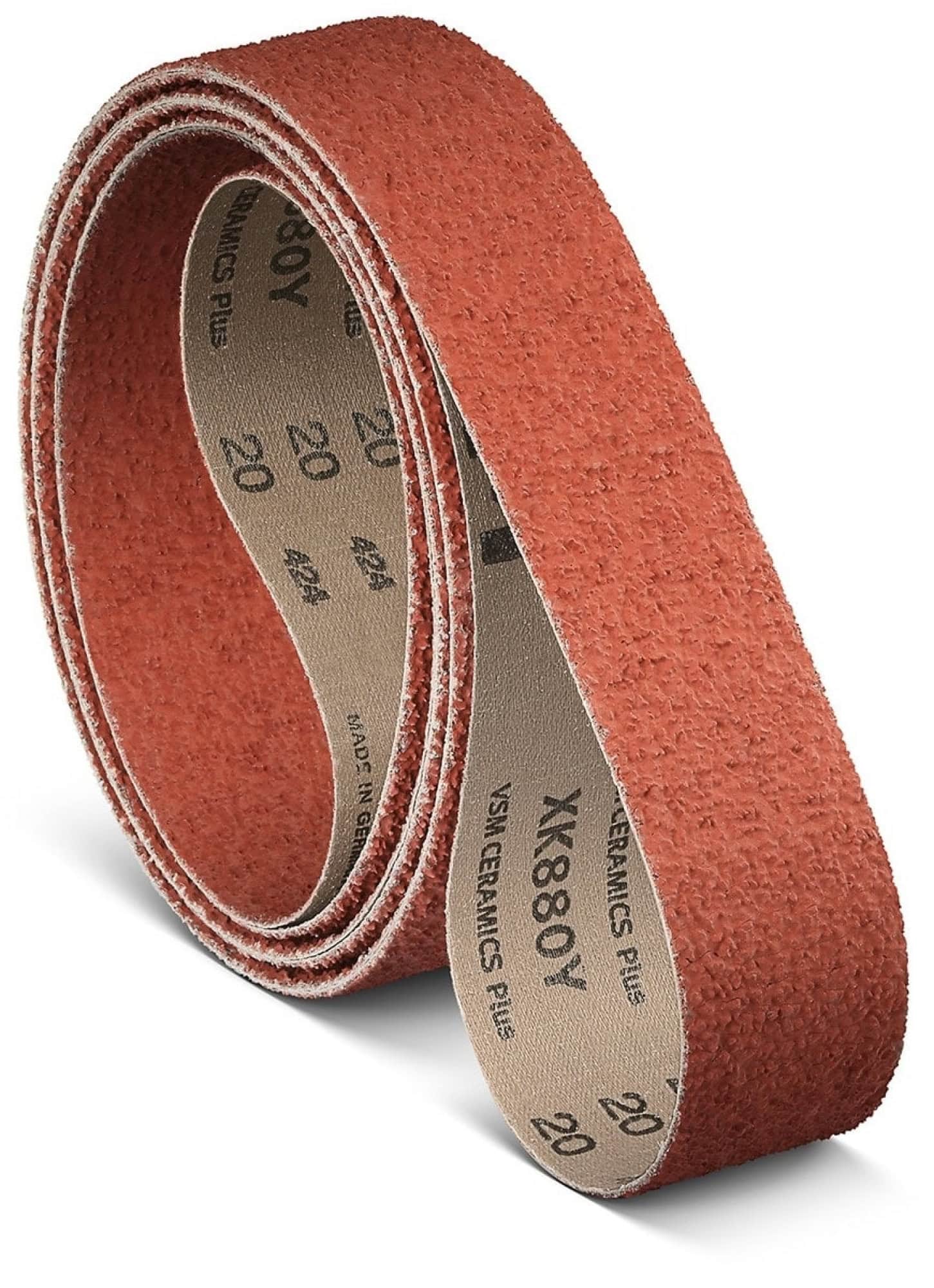 VSM CERAMICS PLUS XK880Y 780041, 150 mm x 2500 mm, K, P50, Ausführung (E07), Y-Polyester, Rot-braun, Schmalband mit Keramikkorn, Für Edelstahl und Superlegierungen