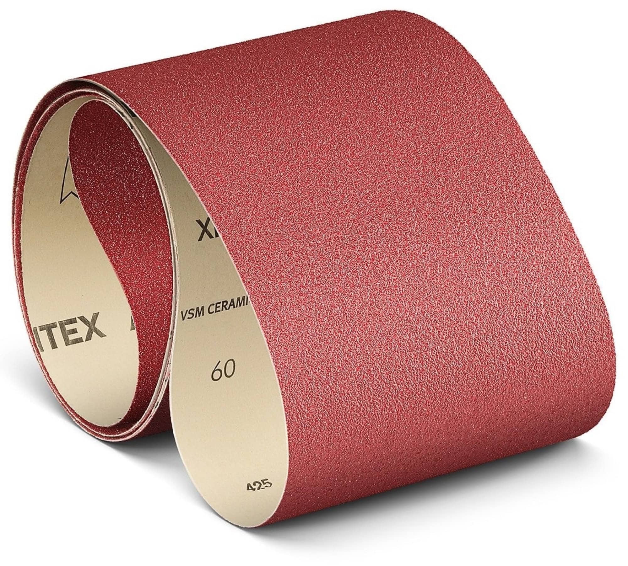 VSM CERAMICS Plus XP780 786022, 150 mm x 7800 mm, K, P120, F-Papier, Ausführung (E13), Rot-braun, Schmalband mit Keramik, Für Edelstahl und Aluminium