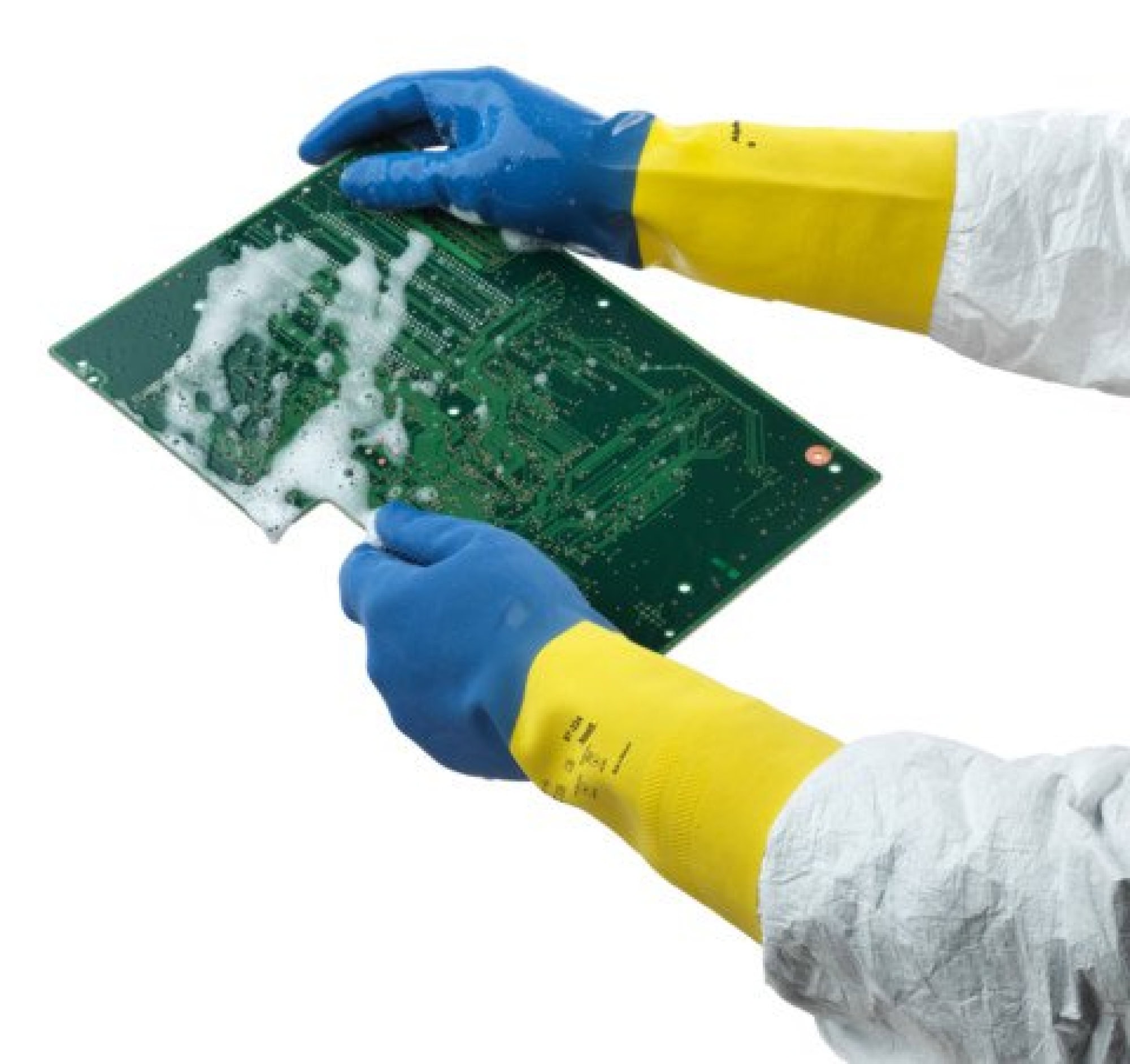 Ansell AlphaTec™ 87-224 Chemikalienschutzhandschuh 87224080, Für Labor, Industrie und Instandhaltung, Größe 8, Blau/Gelb, 325 mm lang, Verbesserte chemische Beständigkeit