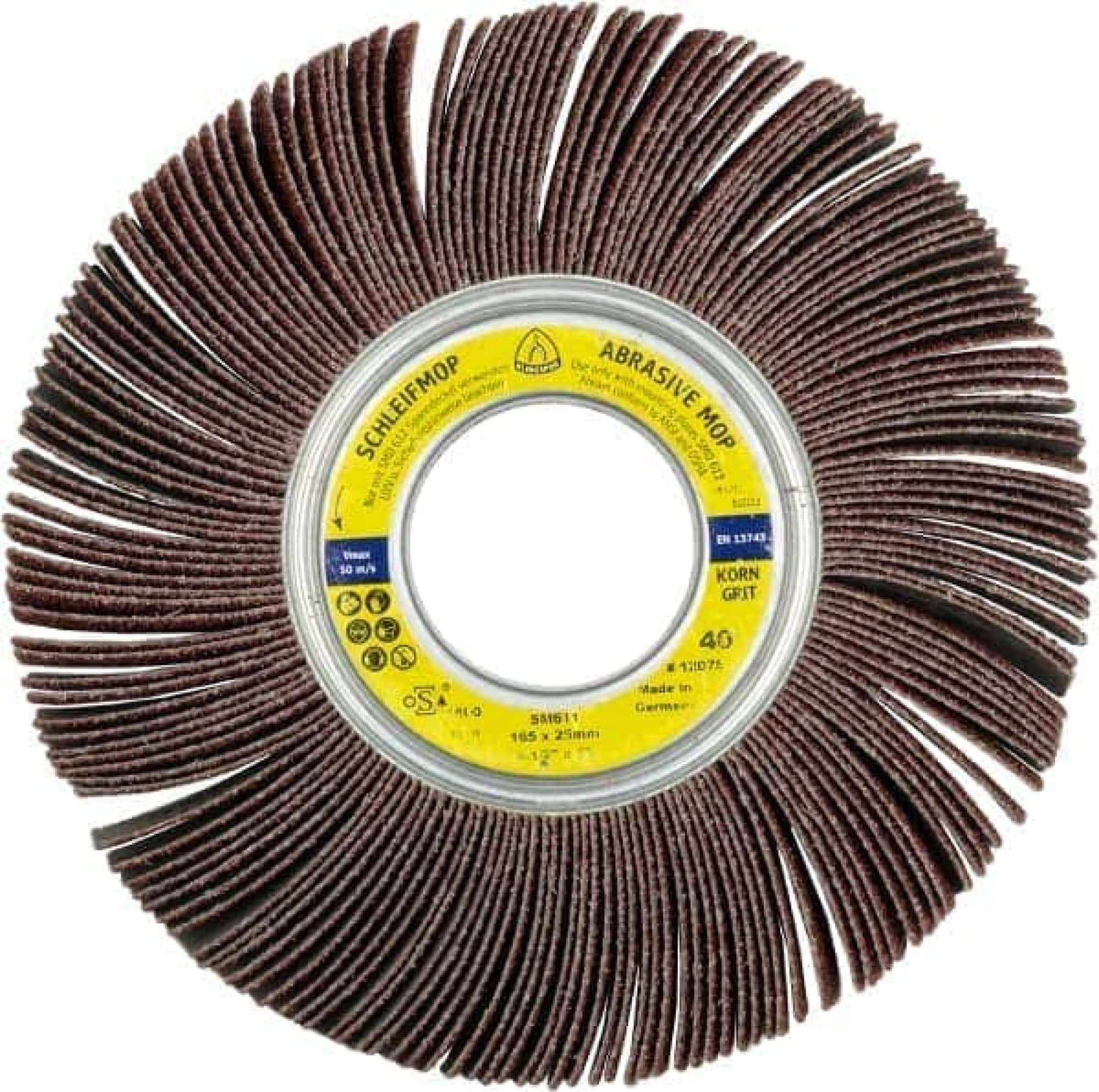 KLINGSPOR SM 611 LS 309 X Schleifmoprad 12140, Ø 200 mm x 25 mm x 68 mm, A, P120, Gerade, Aluminiumkorn, 4.800 U./Min., Für universal Metall, Farbe, Lack, Spachtel & Holz Schleifanwendungen