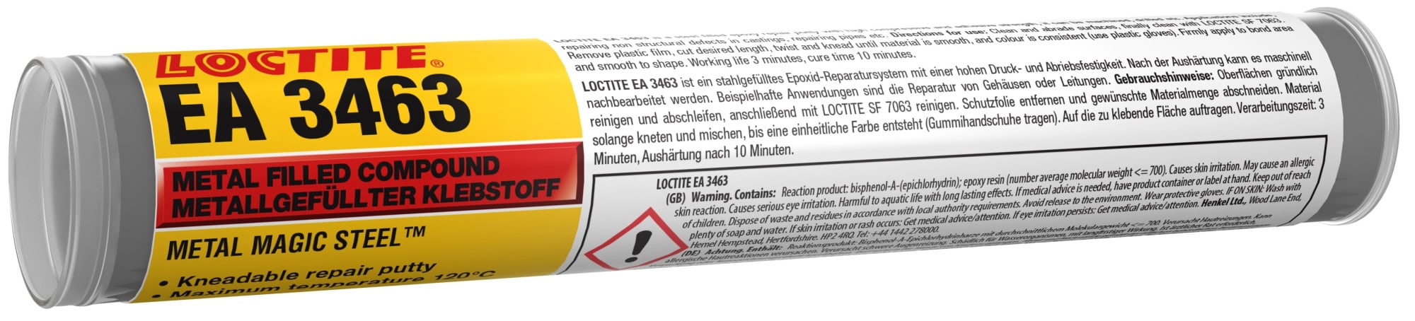 Henkel™ Loctite® 2K Epoxid Knetmasse EA 3463, 114 g, Schwarz, Fest, Zur Reparatur von Metallteilen