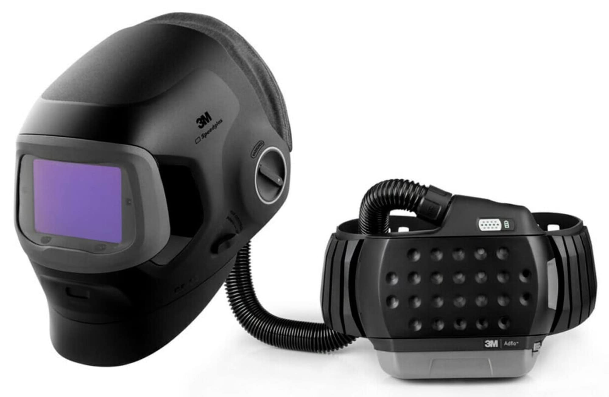 3M™ Speedglas™ Schweißmaske G5-03 Pro Air mit Schweißfilter G5-01/03NC und Adflo™ High-Altitude Gebläseeinheit, 637710, inkl. QRS-Luftschlauch und Tasche, TH3, 4A/3B, Kopfband + Textilkopfschutz, Für natürliche Farben; Teile: [637700 + 630010]