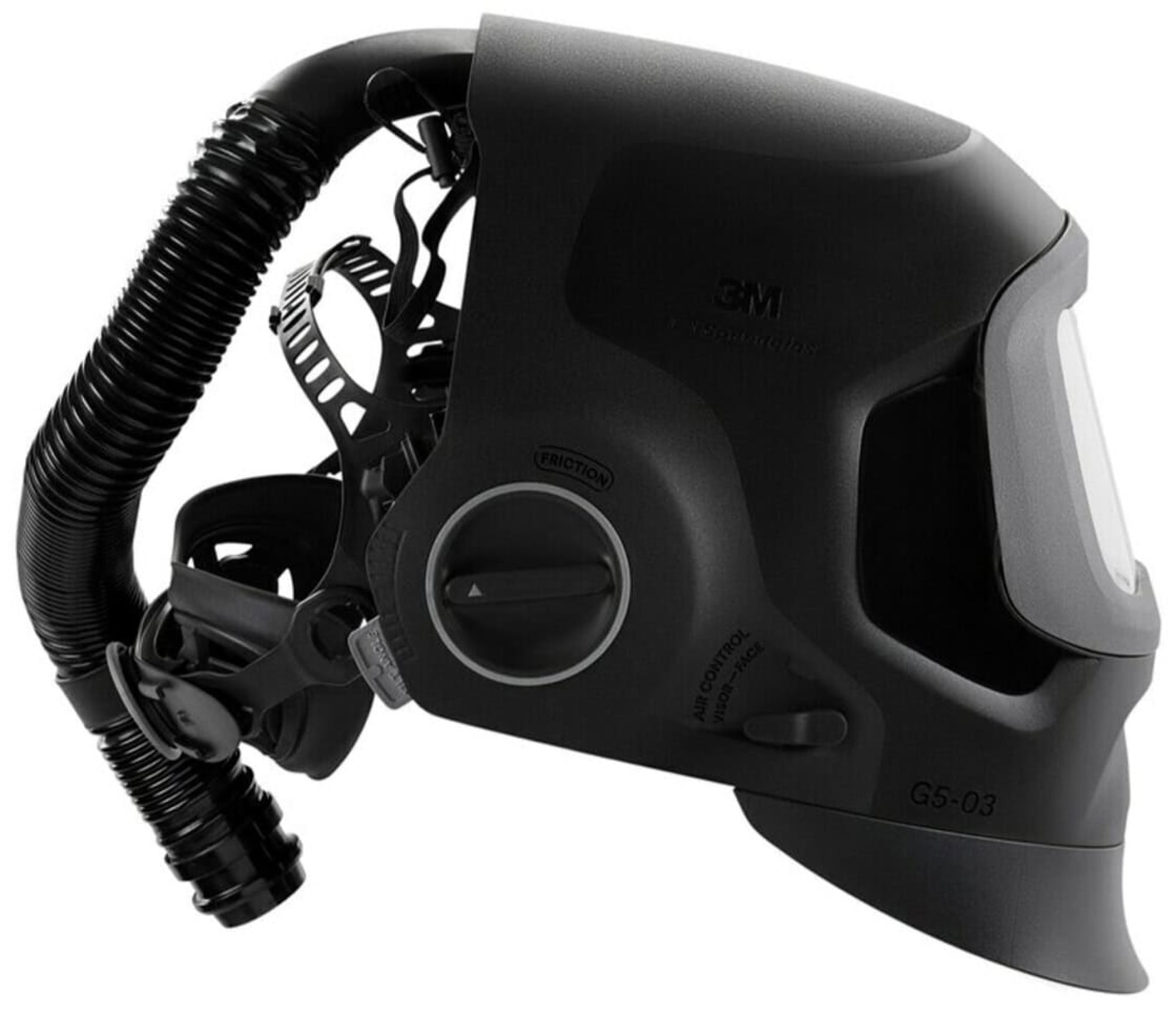 3M™ Speedglas™ Schweißmaske G5-03 Pro Air mit Schweißfilter G5-01/03NC und Versaflo™ V-500E Drucklufteinheit, 632811, inkl. QRS-Luftschlauch und Tasche, TH3, 4A/3B, Kopfband + Textilkopfschutz, Für natürliche Farben; Teile: [632800 + 630010 + V500E]