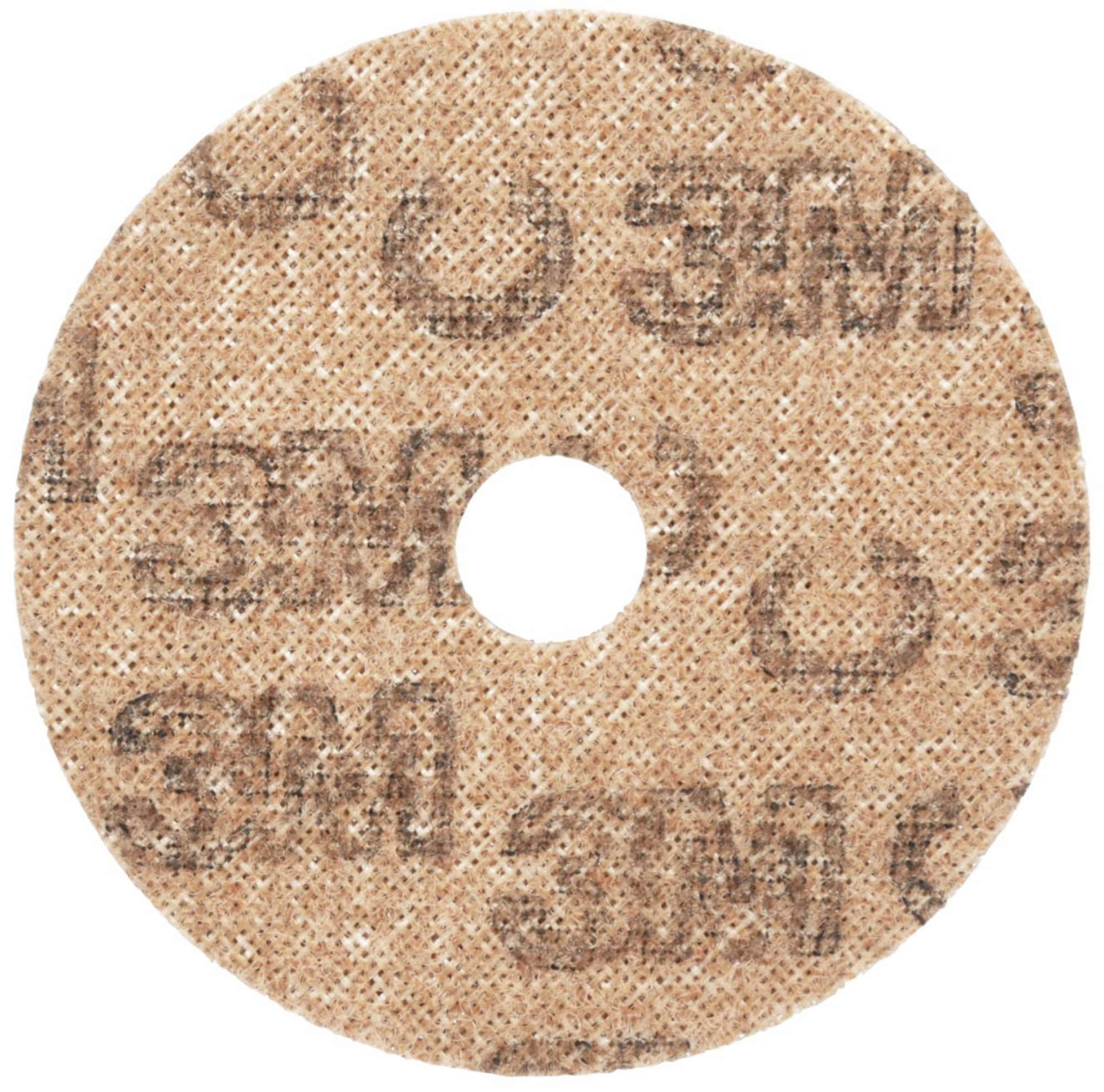 3M™ Scotch-Brite™ Vliesscheibe SC-DH 60985, Ø 178 mm x 22 mm, P150 -180, Coarse, Metall & Edelstahl — Entgraten, Reinigen, Finish, Braun, A, 6.000 U./Min., Kletthaftend, Mit Zentrierloch