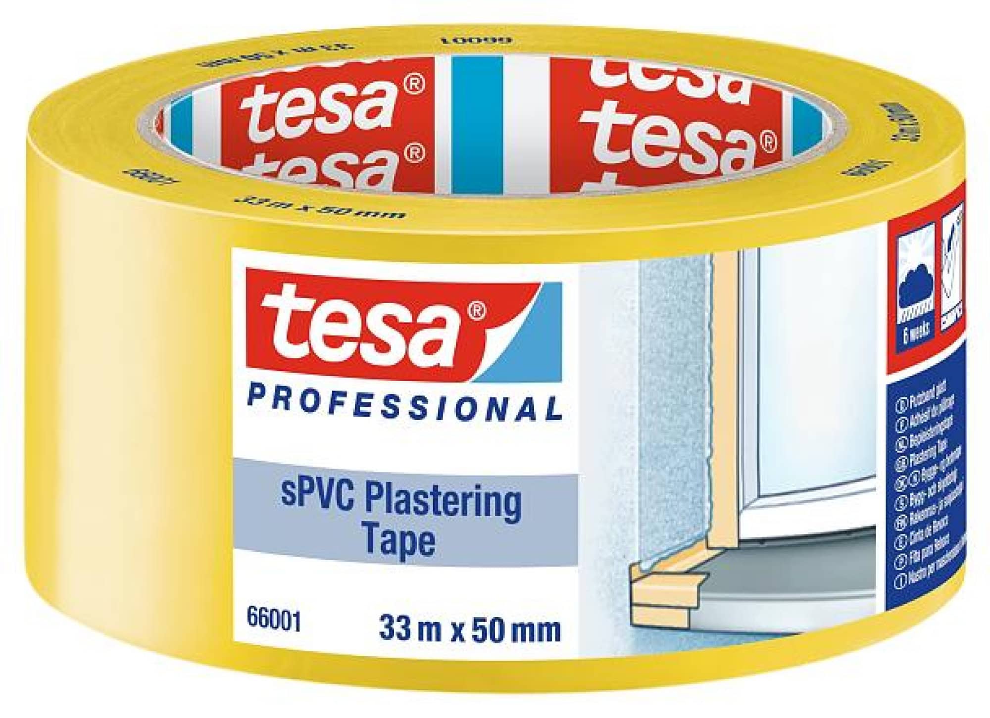 tesa® 66001, 50 mm x 33 m, 0,12 mm, Gelb, PVC, Putzband