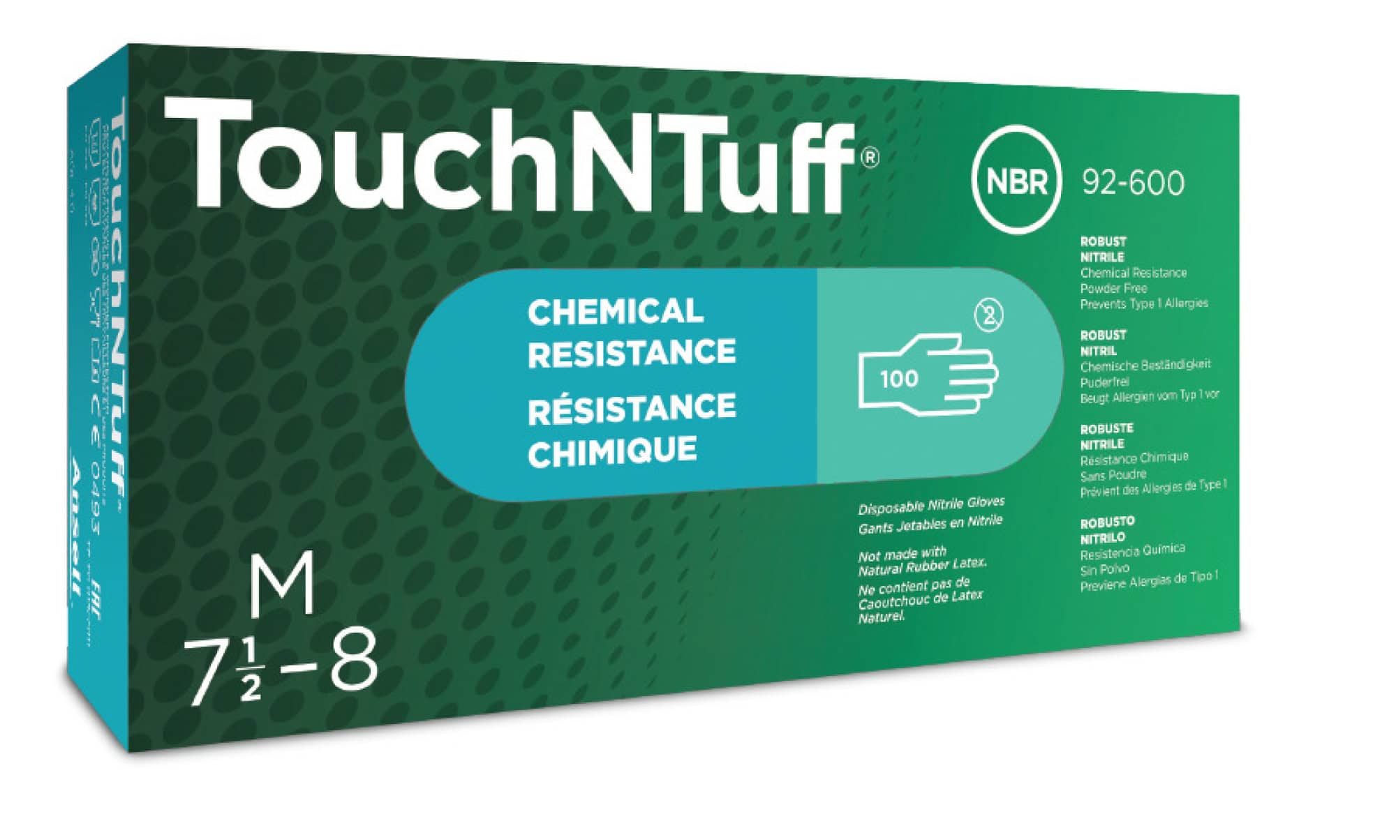 Ansell TouchNTuff™ 92-600 Chemikalienschutzhandschuh 92600060, Für Chemikalienhandling und Lebensmittelverarbeitung, Größe XS, Grün, 240 mm lang, Mit TNT™ Technologie und Dermatest® Zertifizierung