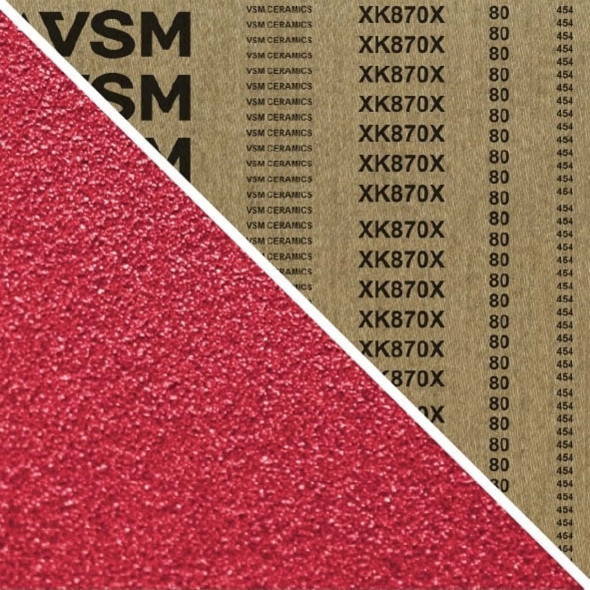 VSM CERAMICS XK870X 748941, 1.370 mm x 2150 mm, K, P40, X-Polyester, Ausführung (E07), Rot, Breitschleifband mit Keramik, Für Edelstahl und NE-Metalle