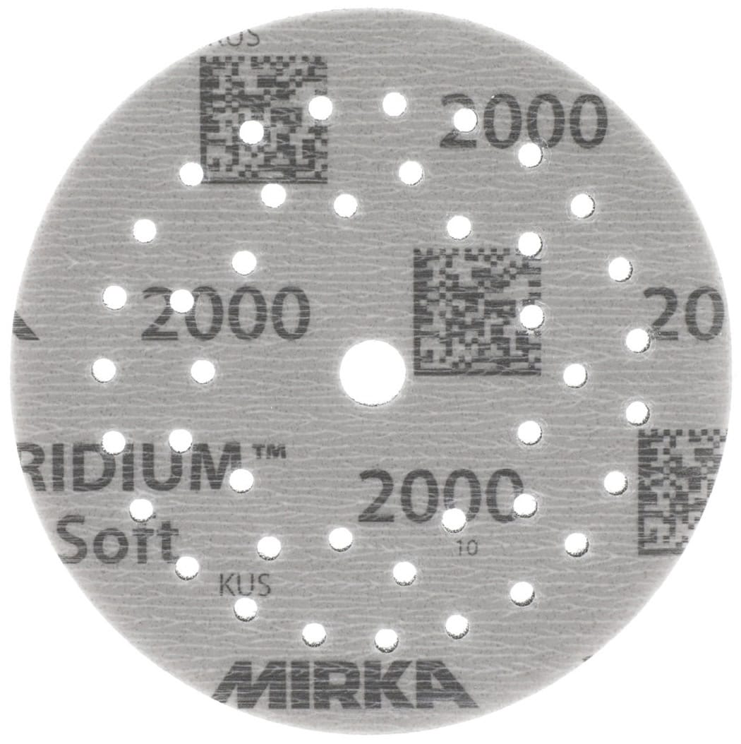 Mirka Iridium Soft Schleifscheibe 249M202061, Ø 125 mm, Dicke: 5 mm, P600, A (Aluminiumkorn), Multilochung, Kletthaftend, Für Lackschliff & 