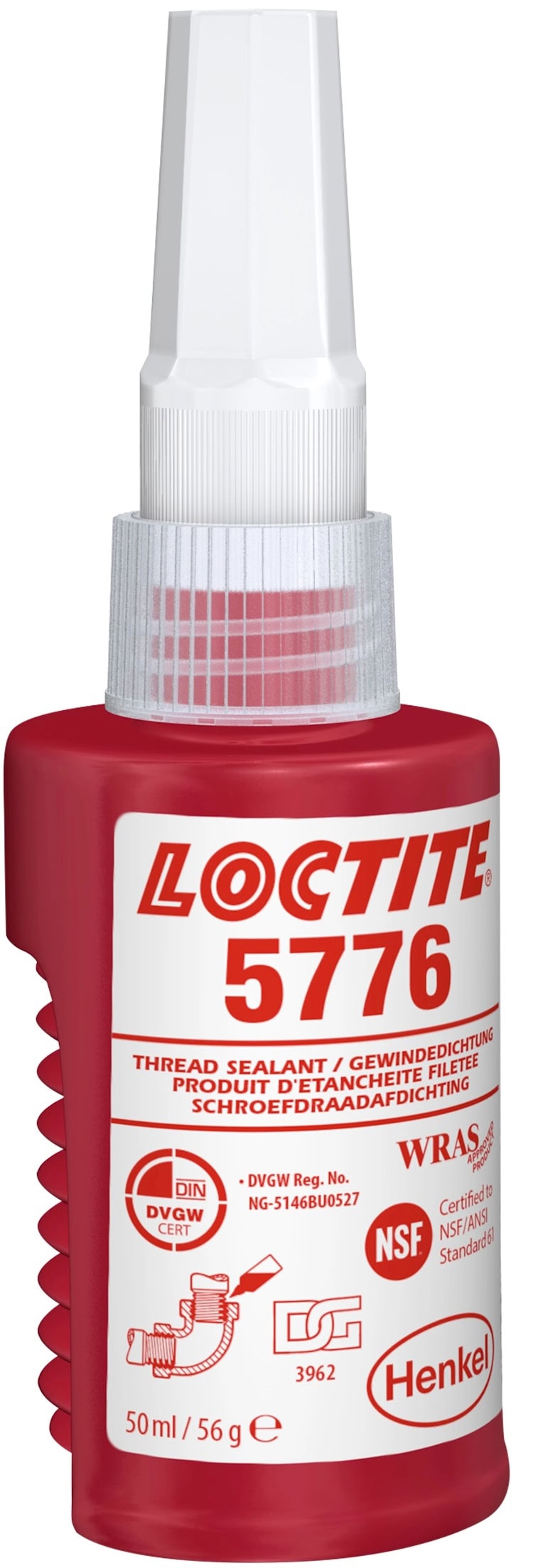 Henkel Loctite 5776 Gewindedichtung, 50 ml, Gelb, 1448091, Universell einsetzbar für alle groben Metallgewinde