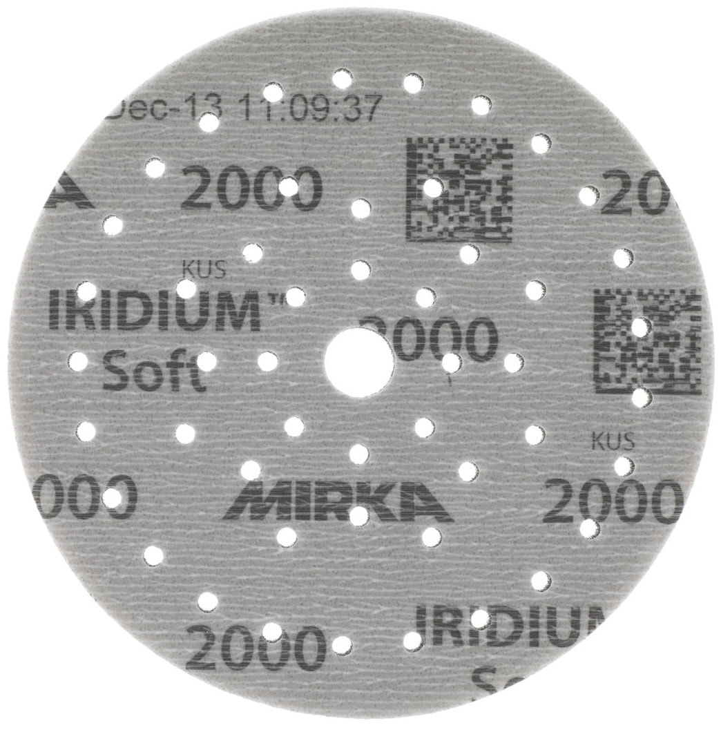 Mirka Iridium Soft Schleifscheibe 249M102094, Ø 150 mm, Dicke: 5 mm, P1500, A (Aluminiumkorn), Multilochung, Kletthaftend, Für Lackschliff &
