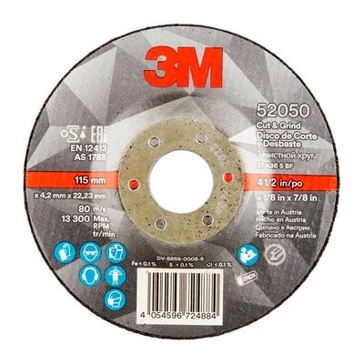 3M Cut and Grind 52049, Ø 100 mm x 4,2 mm, ø 16 mm, 36+, 15.300 U./Min., Typ 27 Gekröpft, Schruppscheibe mit Präzisions-Keramikkorn