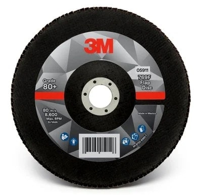3M 769F 52009, Ø 125 mm x ø 22,23 mm, 80+, 12.250 U./Min., Typ 29 Konisch, Fächerschleifscheibe mit Präzisions-Zirkonkorund, Für Abtragsarbeiten