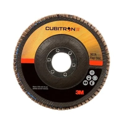 3M Cubitron II 967A 65069, Ø 125 mm x ø 22 mm, 40+, 12.000 U./Min, Typ 27 Flach, Fächerschleifscheibe mit Präzisions-Keramikkorn, Für Abtragsarbeiten