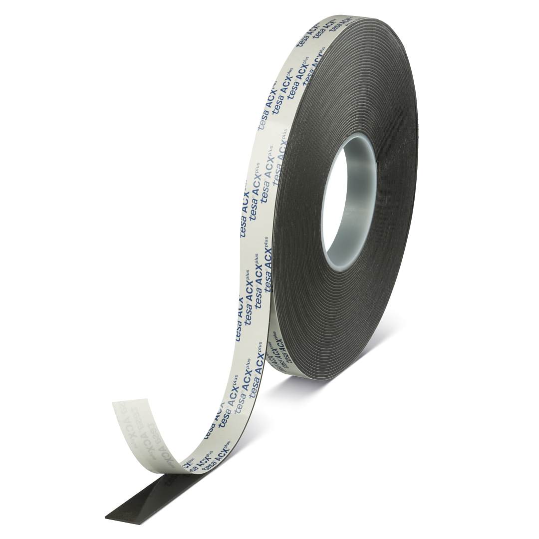 tesa ACXplus 7065, 15 mm x 500 m, 1,2 mm, Schwarz, Blaue Abdeckung, PV 24, Doppelseitiges Acrylatschaum-Klebeband