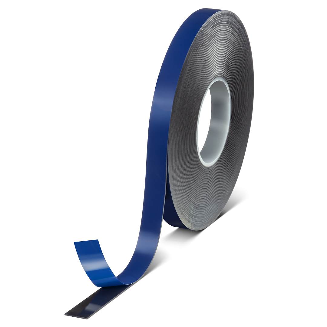 tesa ACXplus 7078, 25 mm x 18 m, 2 mm, Schwarz, Blaue Abdeckung, PV 24, Doppelseitiges Acrylatschaum-Klebeband