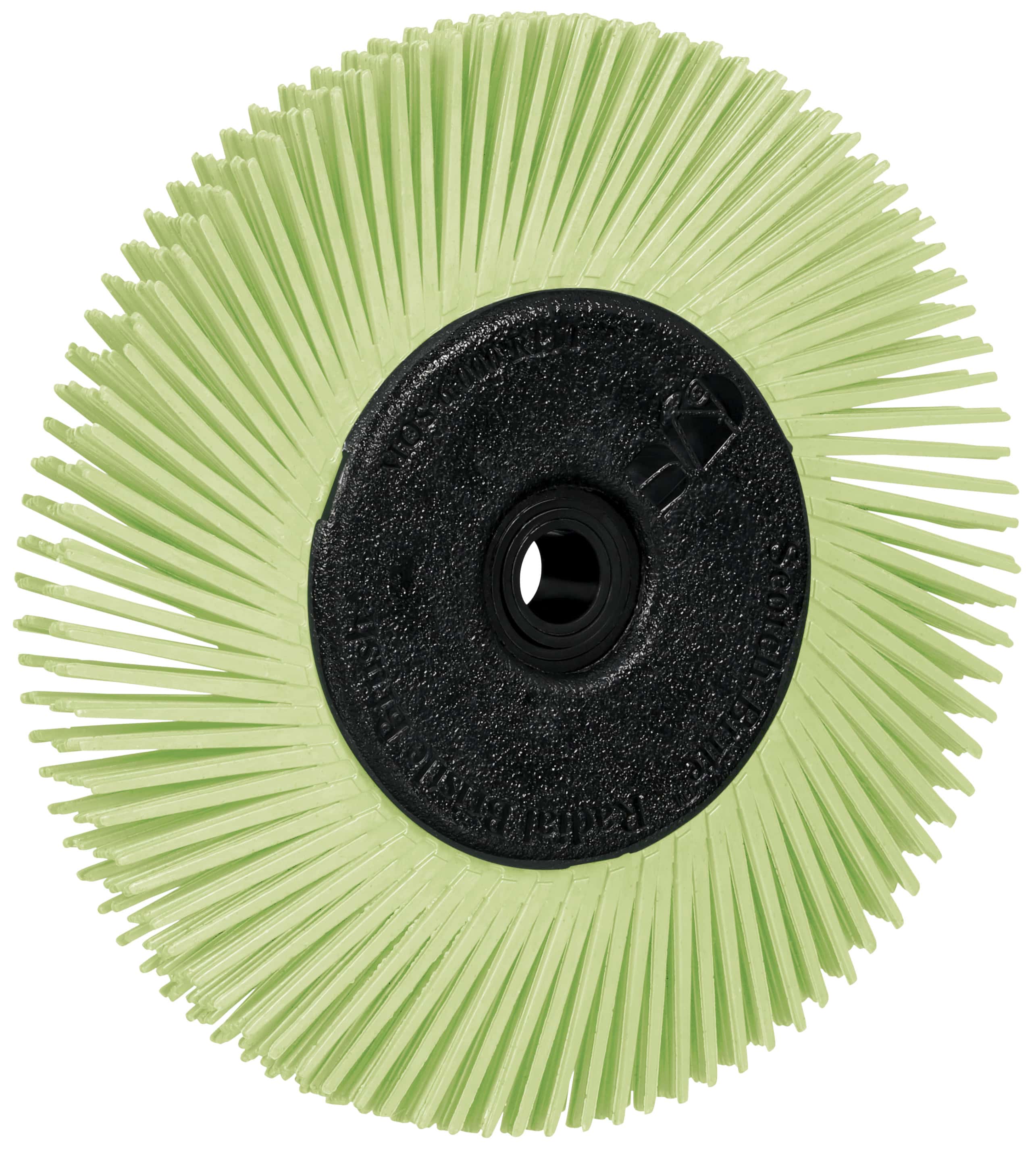 3M Scotch-Brite Präzisions Radialborstenbürste PN-RB 7100374836, Ø 150 mm x ø 12 mm, Breite: 25 mm 50+, Typ A (Schräge Borsten), Mit Adapter, Grün, 