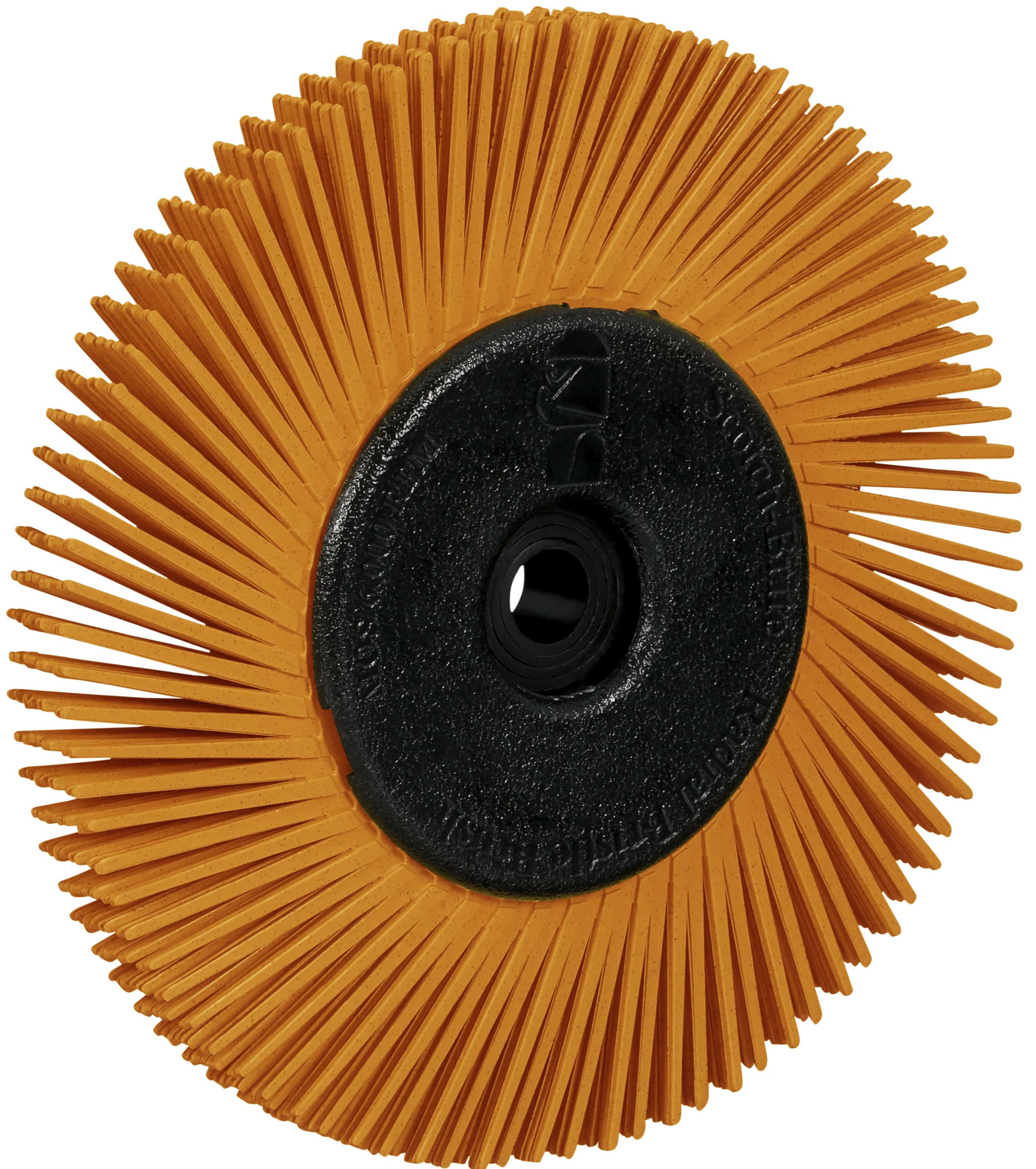 3M Scotch-Brite Präzisions Radialborstenbürste PN-RB 7100374843, Ø 150 mm x ø 12 mm, Breite: 25 mm, 80+, Typ A (Schräge Borsten), Mit Adapter, Orange,